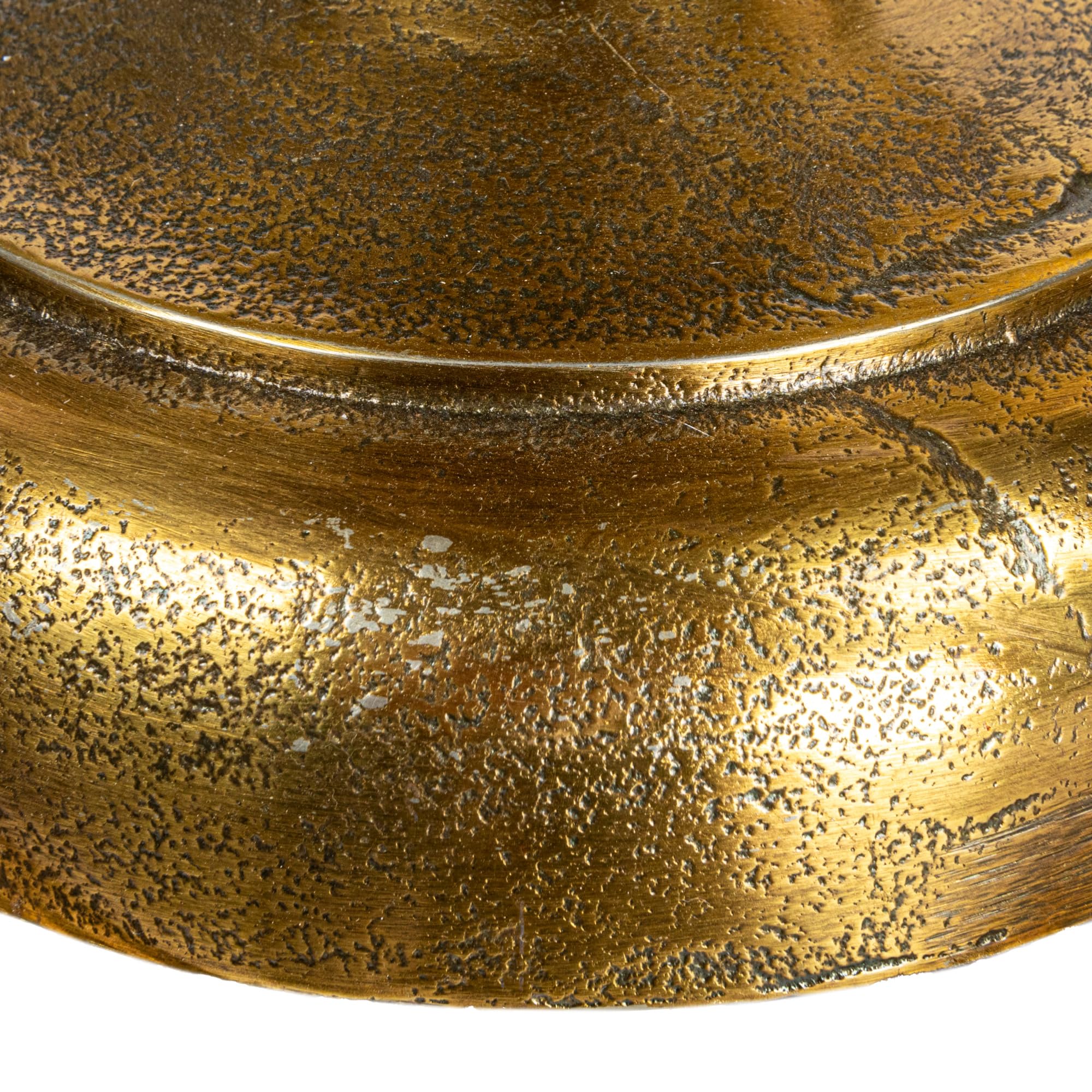 Round Nautical Accent Table with Anchor Base in Cast Iron, Gold Finish
