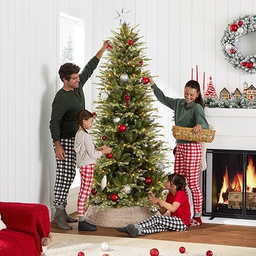 Miniatura 6 de Best Choice Products Árbol de Navidad artificial preiluminado de 6 pies, decoración navideña noble con 1,350 puntas de rama, luces LED multicolor 2