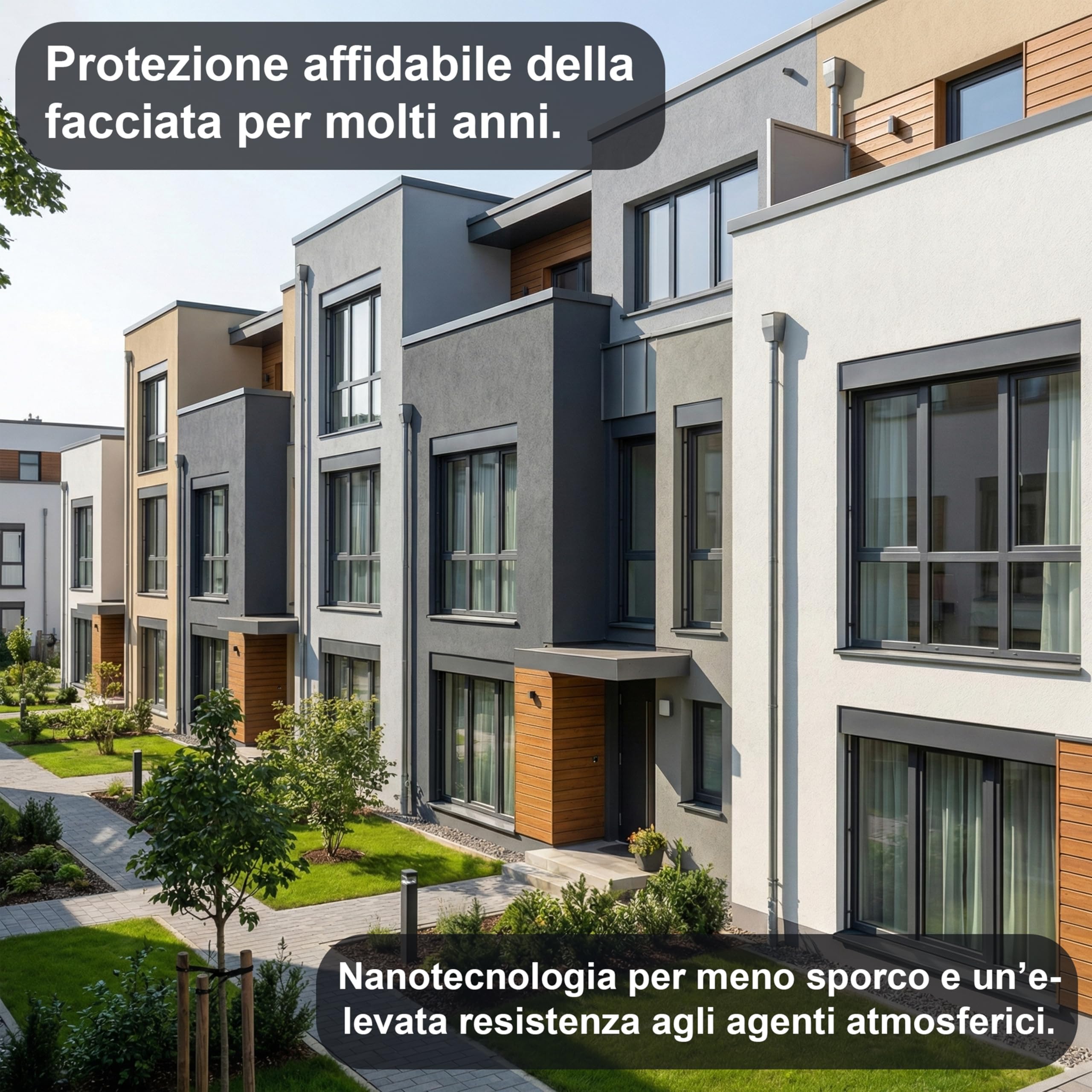 WO-WE Nano Pittura per Facciata Vernice Pareti Esterna W520 Grigio luce Simile a RAL 7035-5L