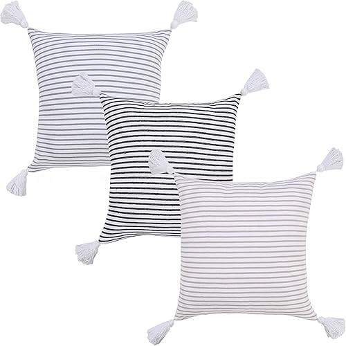 Miniatura 5 de Trade AM Ox Bay - Funda de almohada de algodón orgánico a rayas negras y blancas tejidas a mano