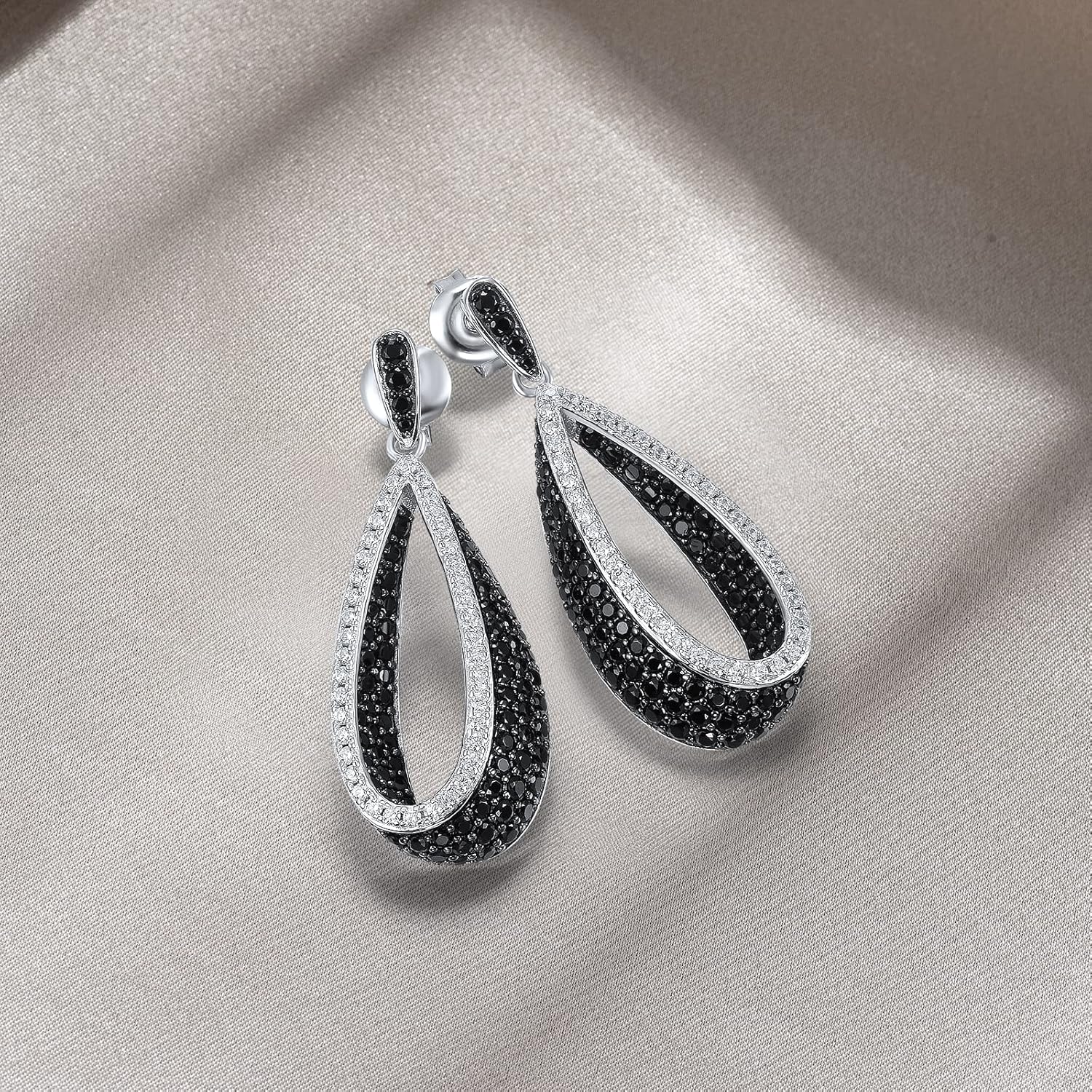 Santuzza 925 Sterling Silver Black and White Earrings - Image 3
