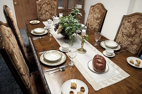 Miniatura 4 de Elegante camino de mesa largo con tonos neutros de tierra griega, bufanda de tocador (15 pulgadas de ancho x 70 largo)