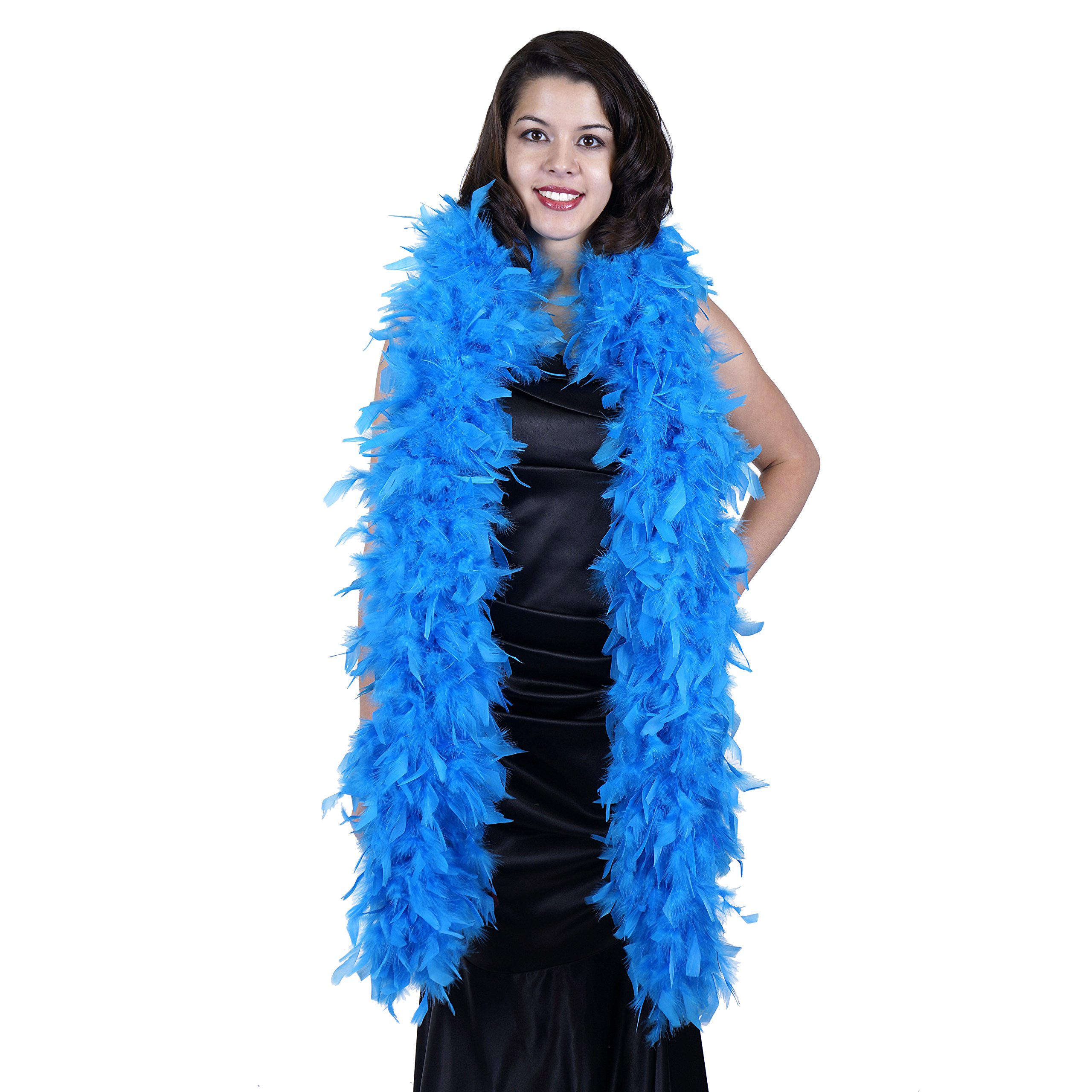 ZUCKERTurkey Feather Chandelle Boa - (72 Inch) Heavy Feather Boas for Adults - Roaring 20's Costume, Mardi Gras Party Boa