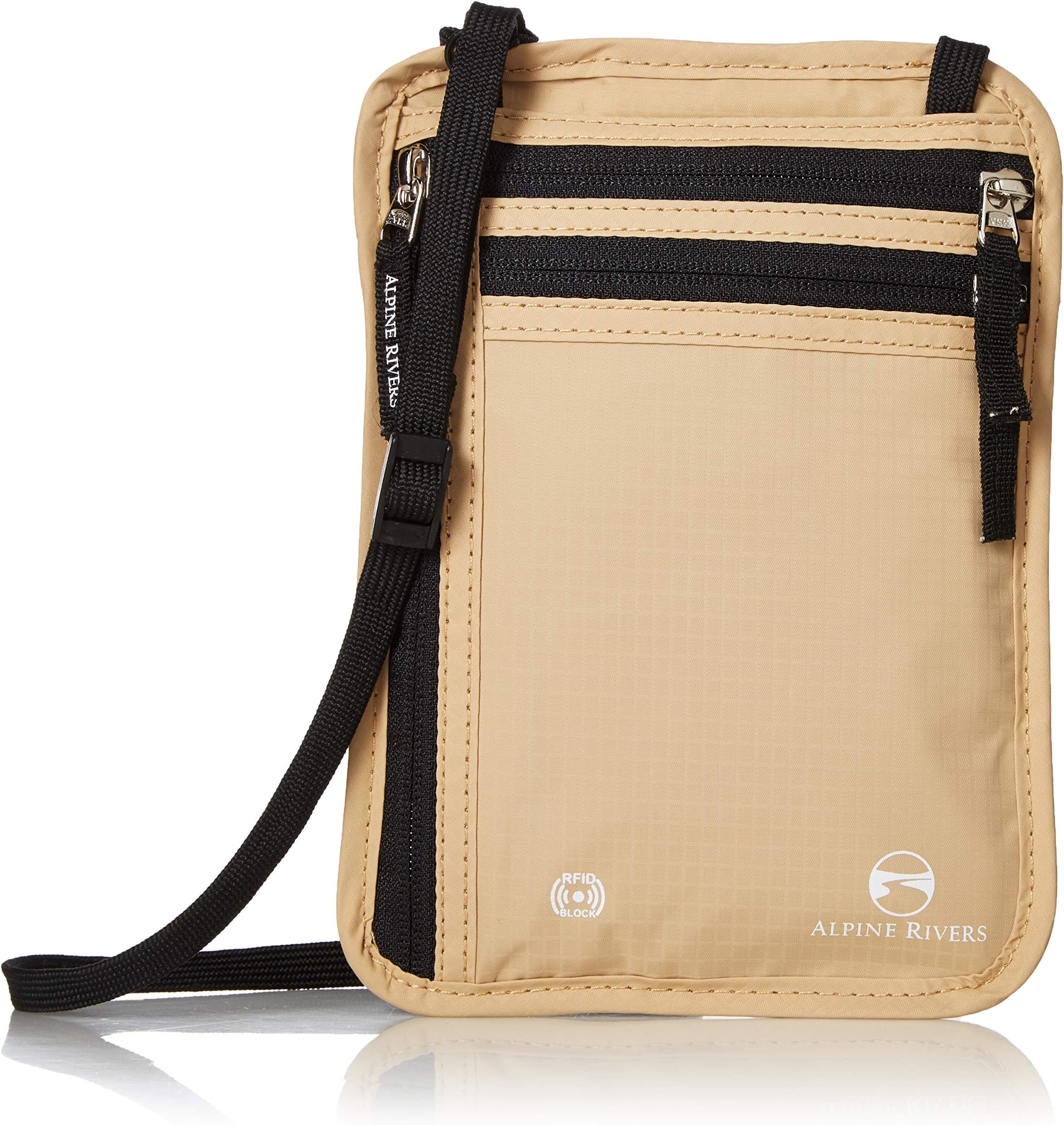 Neck Wallet Travel Pouch & Passport Holder - RFID Blocking with 5 RFID Sleeves