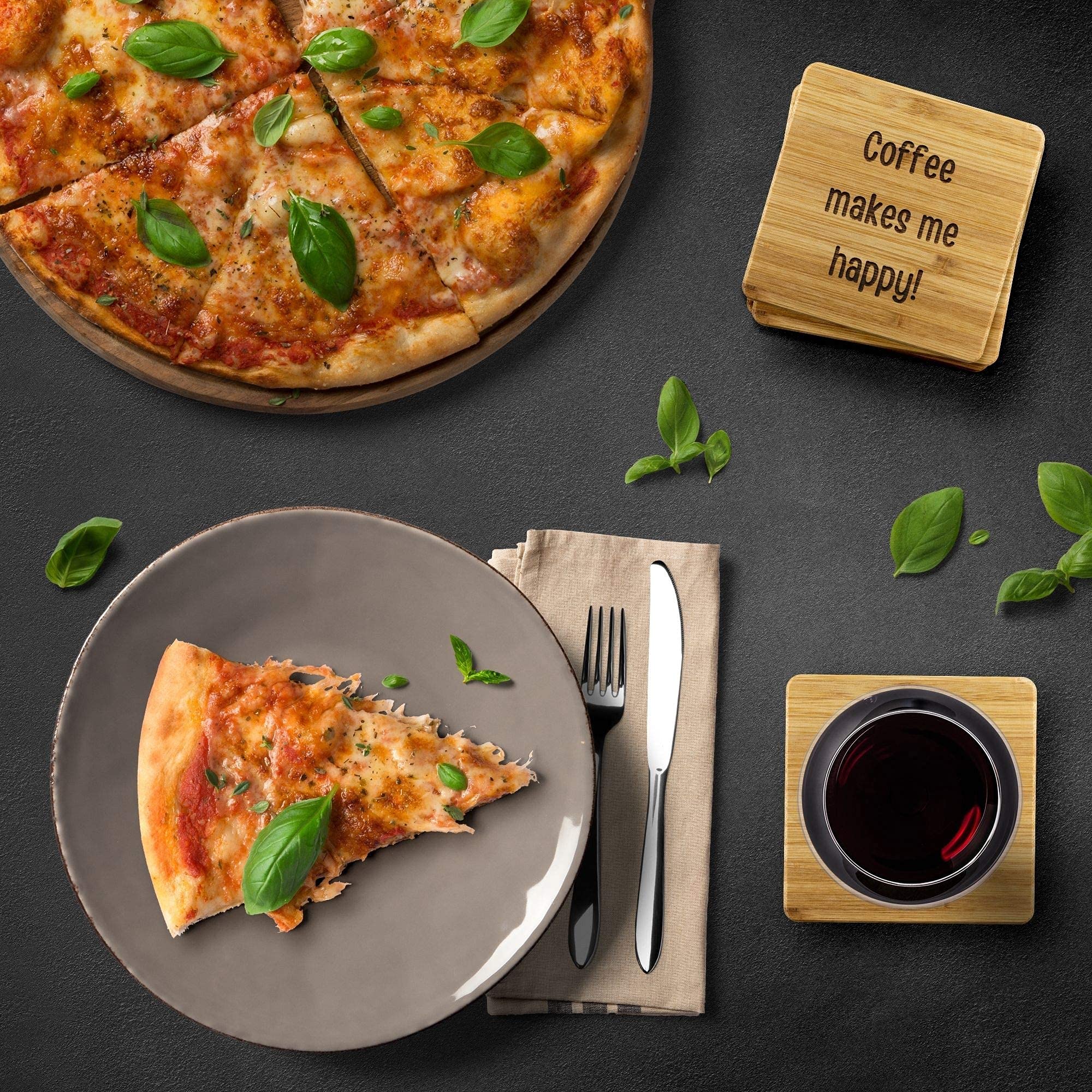 Posavasos cuadrados de madera personalizados para mesas de café con texto, posavasos personalizados para bebidas, regalos de inauguración de la casa para el nuevo hogar, posavasos de madera de bambú,