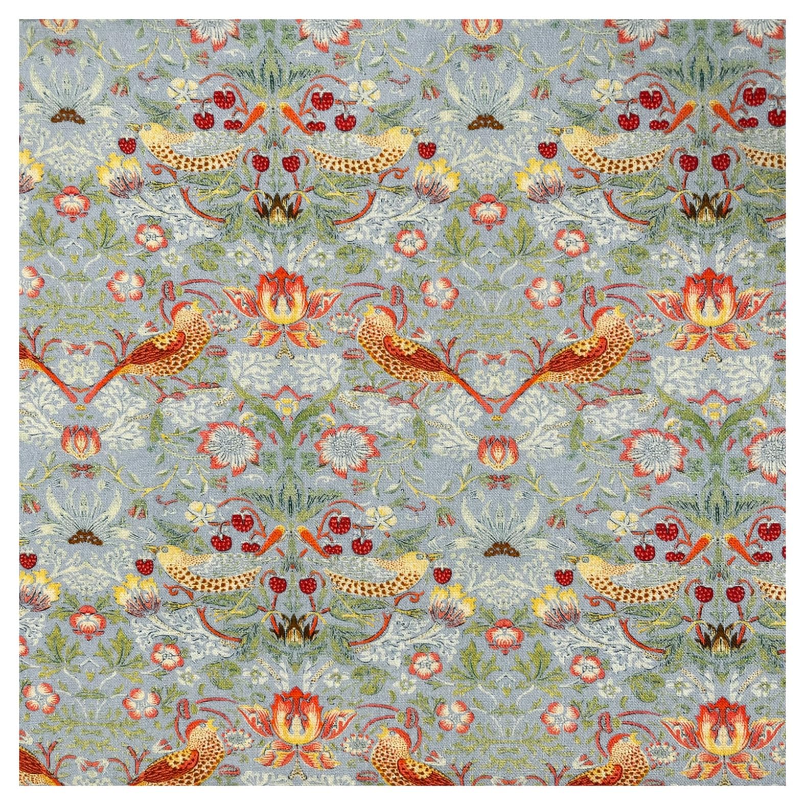 TheFabricTrade 100% Cotton Fabric Digital Printed Material William Morris Strawberry Thief Silver Classic Design - Ideal for Arts & Crafts, Sewing, Quilting - Fat Quarter (50cm x 70cm)