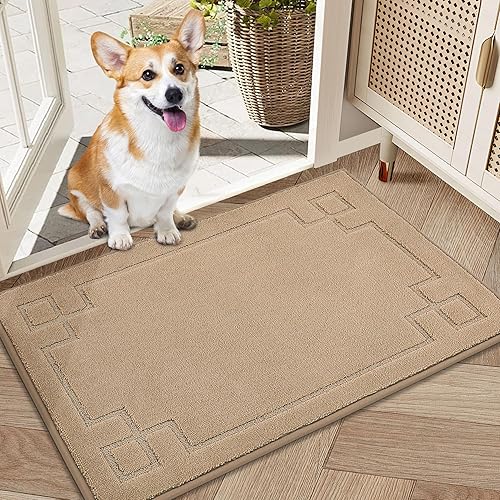 BEQHAUSE Alfombra de Puerta 50,8 cm x 81,3 cm, Alfombras Antideslizantes para Entrada Interior Lavables de Bajo Perfil Absorbentes y Resistente a