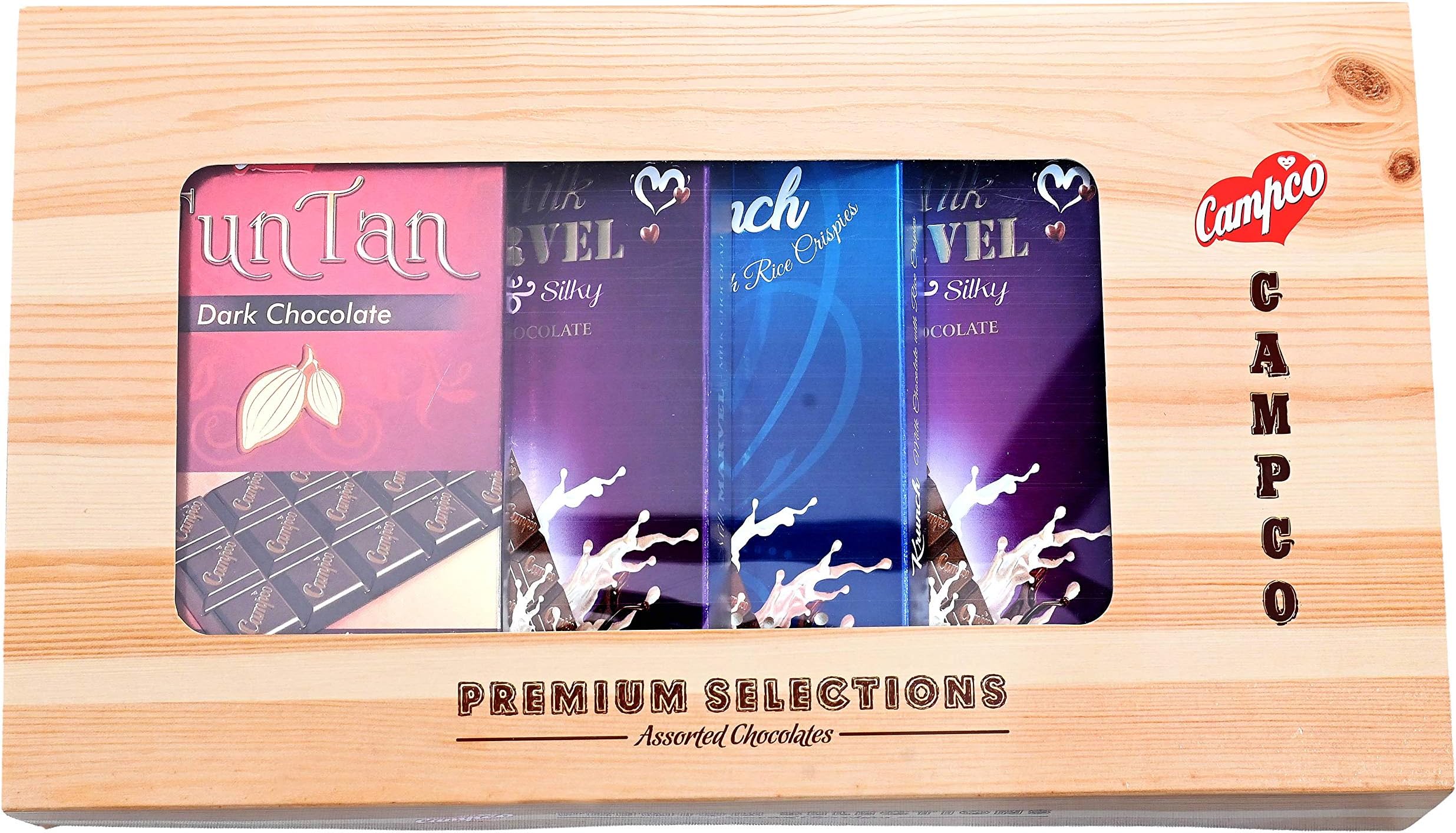 Campco Premium Selection Chocolate Bar - Assorted (Pack of 5) | Collection of Premium Dark Chocolates + Crunchiness of Rice Crispies + The Soft and Silky Magic of Milk Chocolate