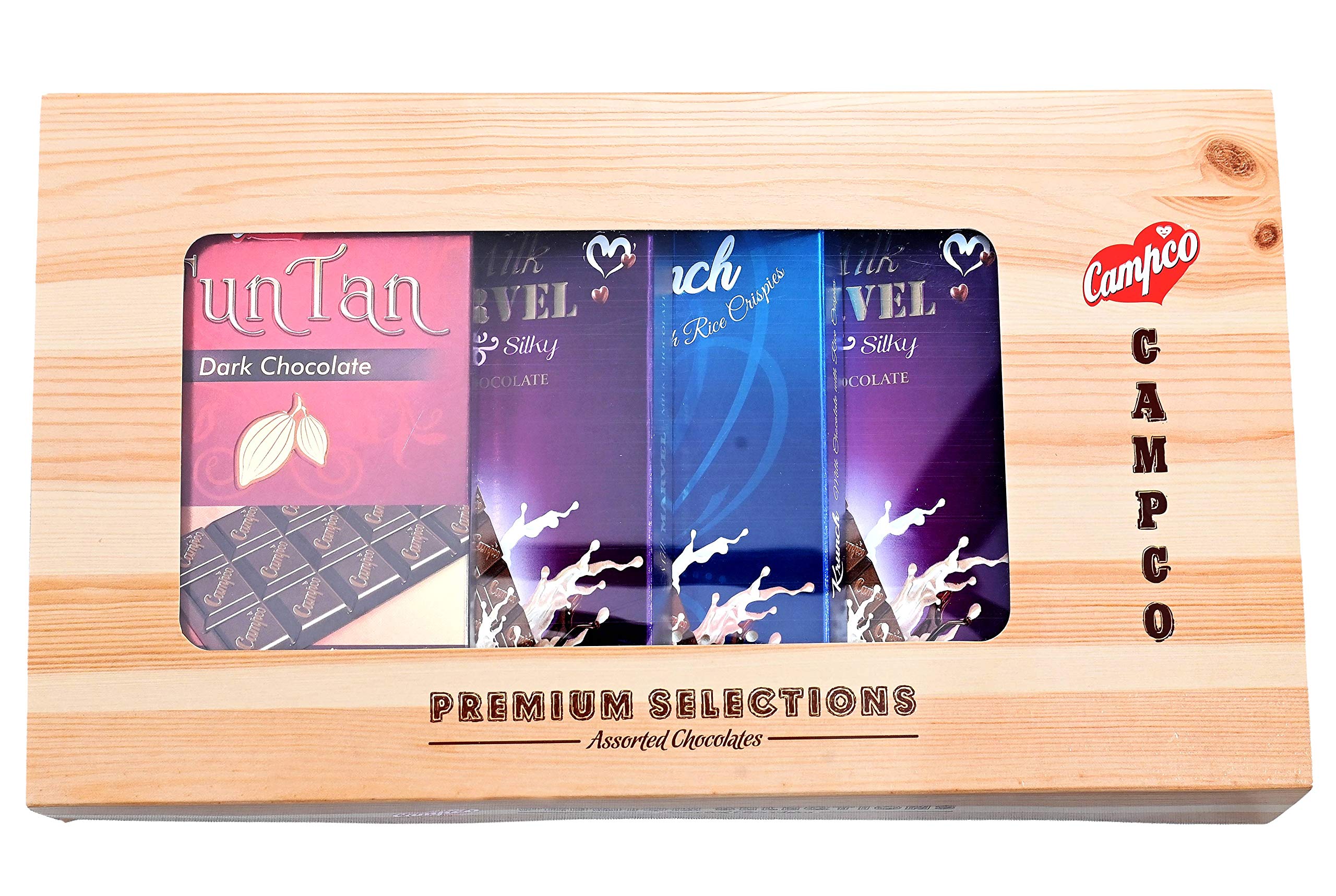 Campco Premium Selection Chocolate Bar - Assorted (Pack of 5) | Collection of Premium Dark Chocolates + Crunchiness of Rice Crispies + The Soft and Silky Magic of Milk Chocolate
