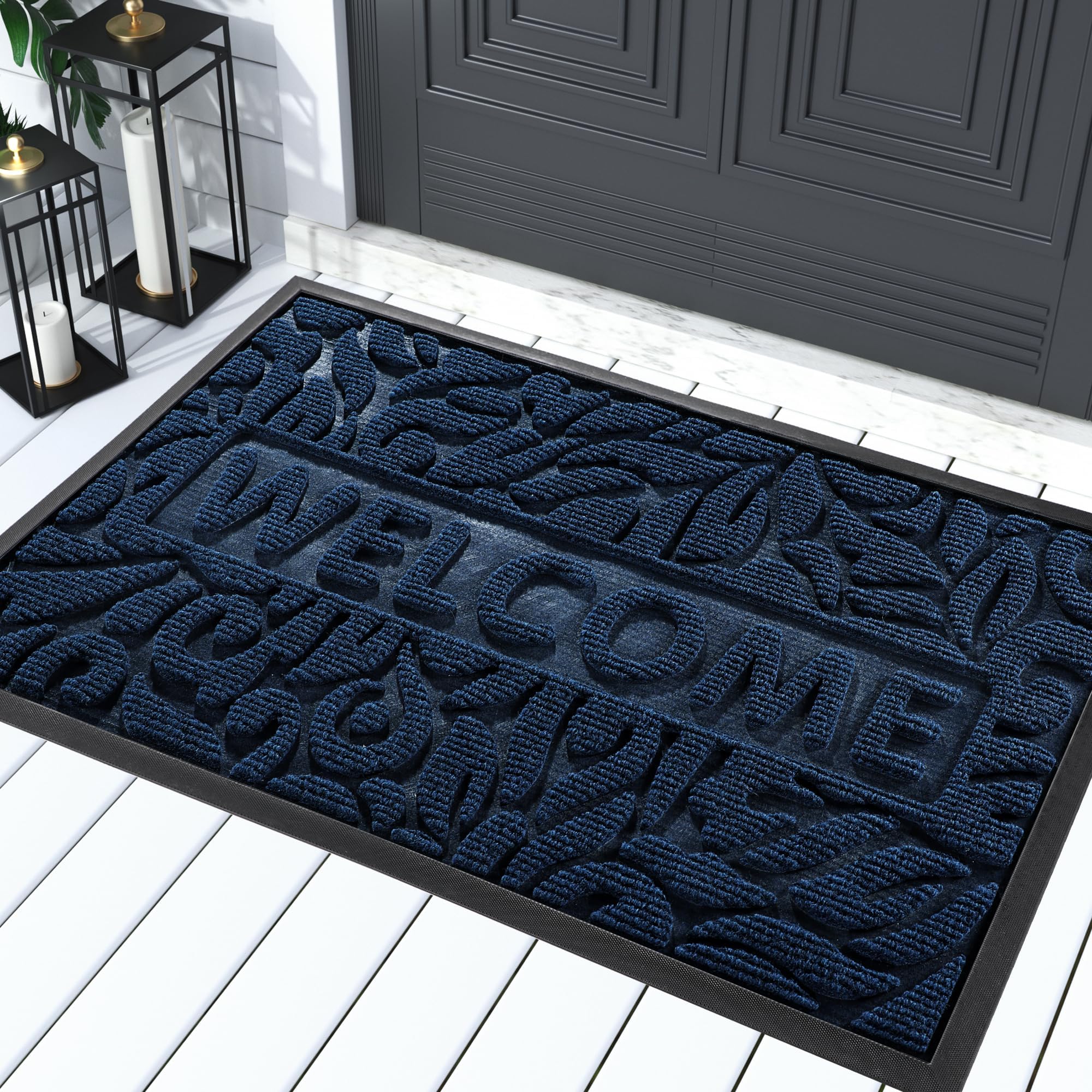 Yimobra Welcome Mat Outdoor 29.5x17, Waterproof Non-Slip Outdoor Mats for Front Door Outside Entrance, Low-Profile Entryway Mat Indoor for Garage