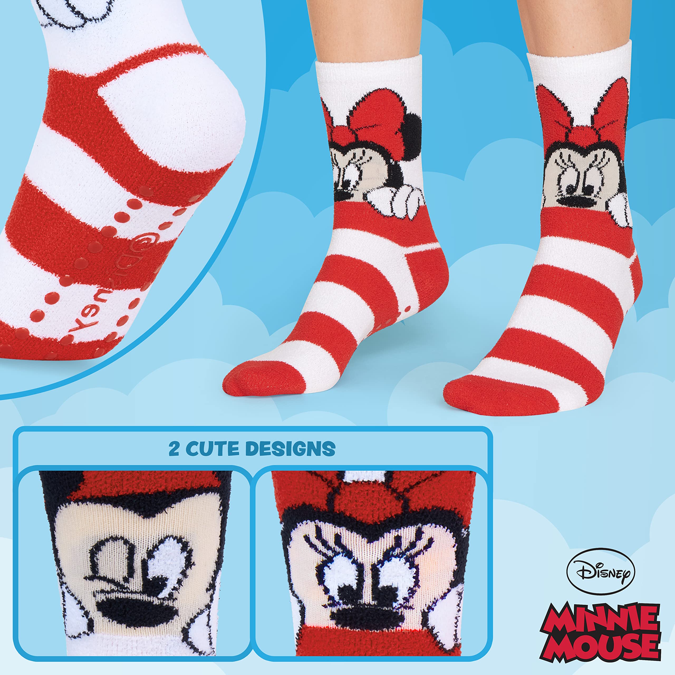 Disney Calze Donna a Pantofola - Set 2 Paia Calzini Antiscivolo Invernali Stitch Topolino Minnie Baby Yoda