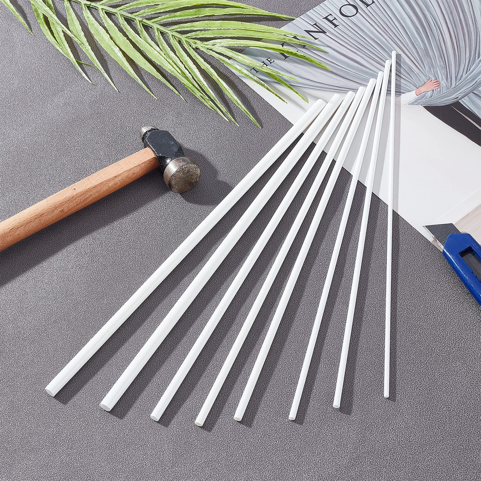 OLYCRAFT 30pz Tubi Rotondi Plastica ABS Lunghezza 300mm Aste Rotonde in Plastica 3/4/5/6/8 mm Barre Cave Rotonde per Fai Da Te Materiale per Tavolo Sabbia Fatto Mano Modellismo