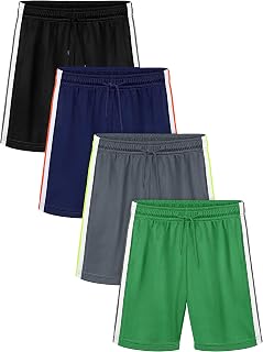4 Pack Summer Toddler Boys Mesh Shorts with Pockets Fast Dry Active Performance Shorts Toddler Basketball Shorts