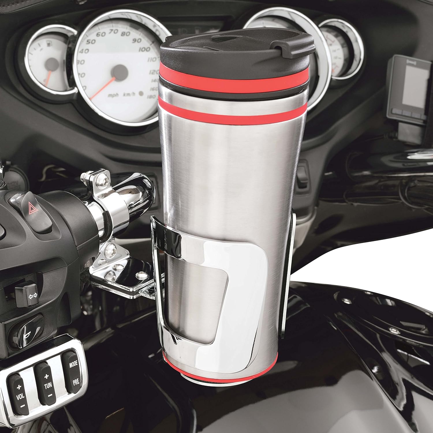 Show Chrome Accessories 30-104 Motorcycle Handlebar Beverage Holder