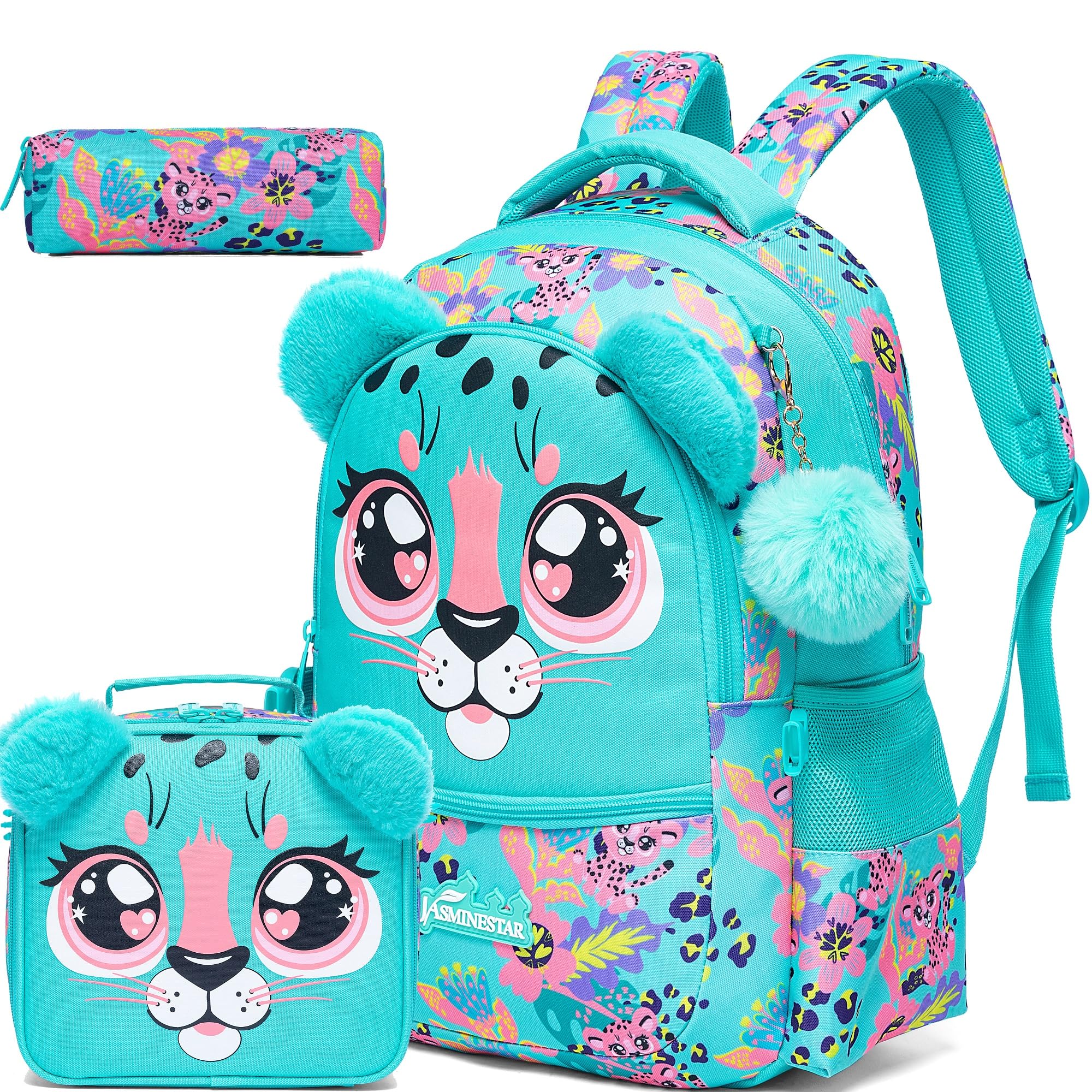 MYHSBYO Kids Backpacks for Girls School Bag Cute Girls Backpacks Ages 8-10 with Lunch Box Pencil Case Bookbag Set Travel Backpack for Preschool