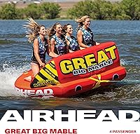 Vista 6 de Airhead Mable Tubo inflable remolcable, modelos para 1-4 pasajeros, puntos de remolque duales, cubierta completa de nylon, almohadillas de espuma
