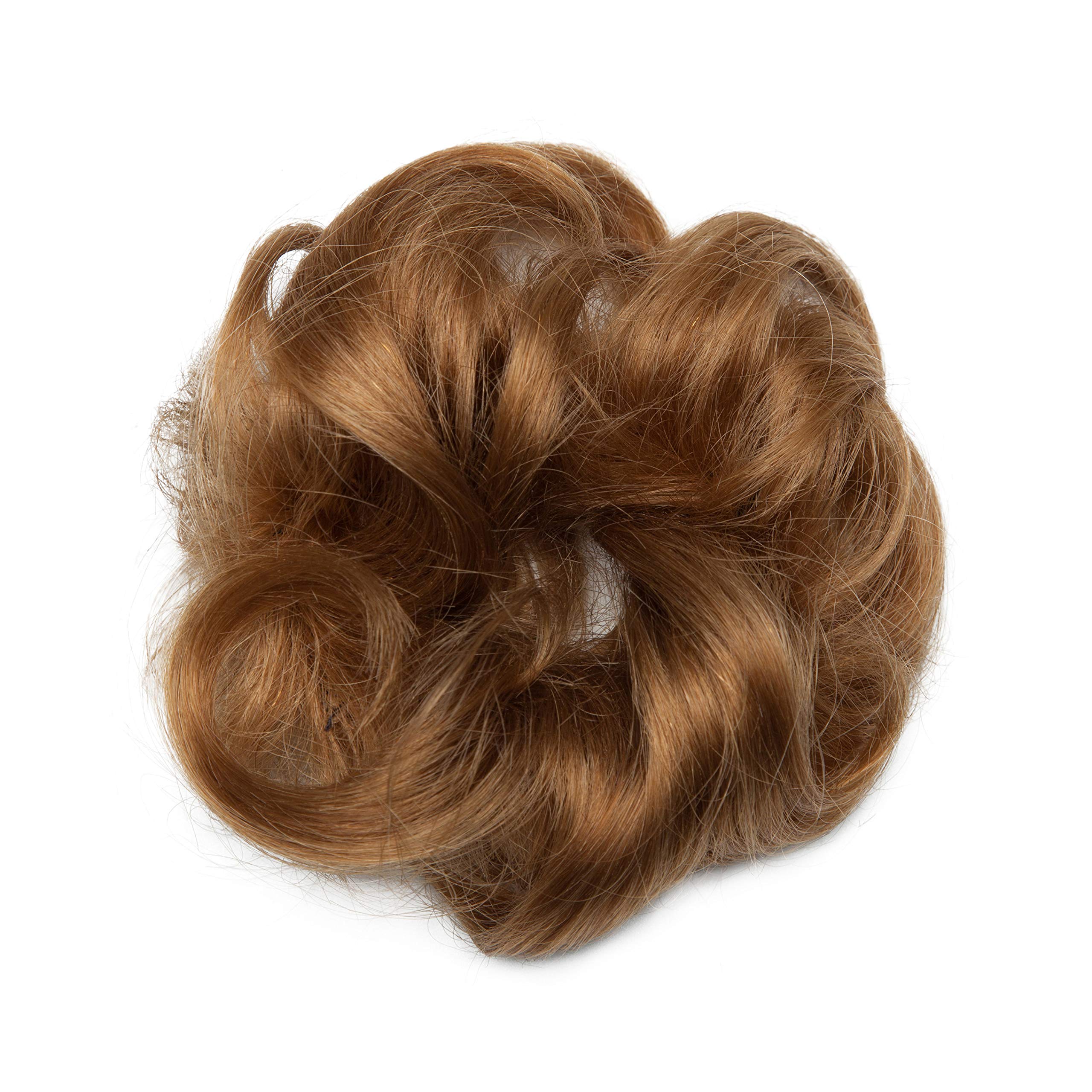 Silk-co Curly Hair Bun Extensions Real Remy Human Hair Messy Scrunchie Updo Donut Ponytail Extensions Chignons #06 Light Brown - Image 3
