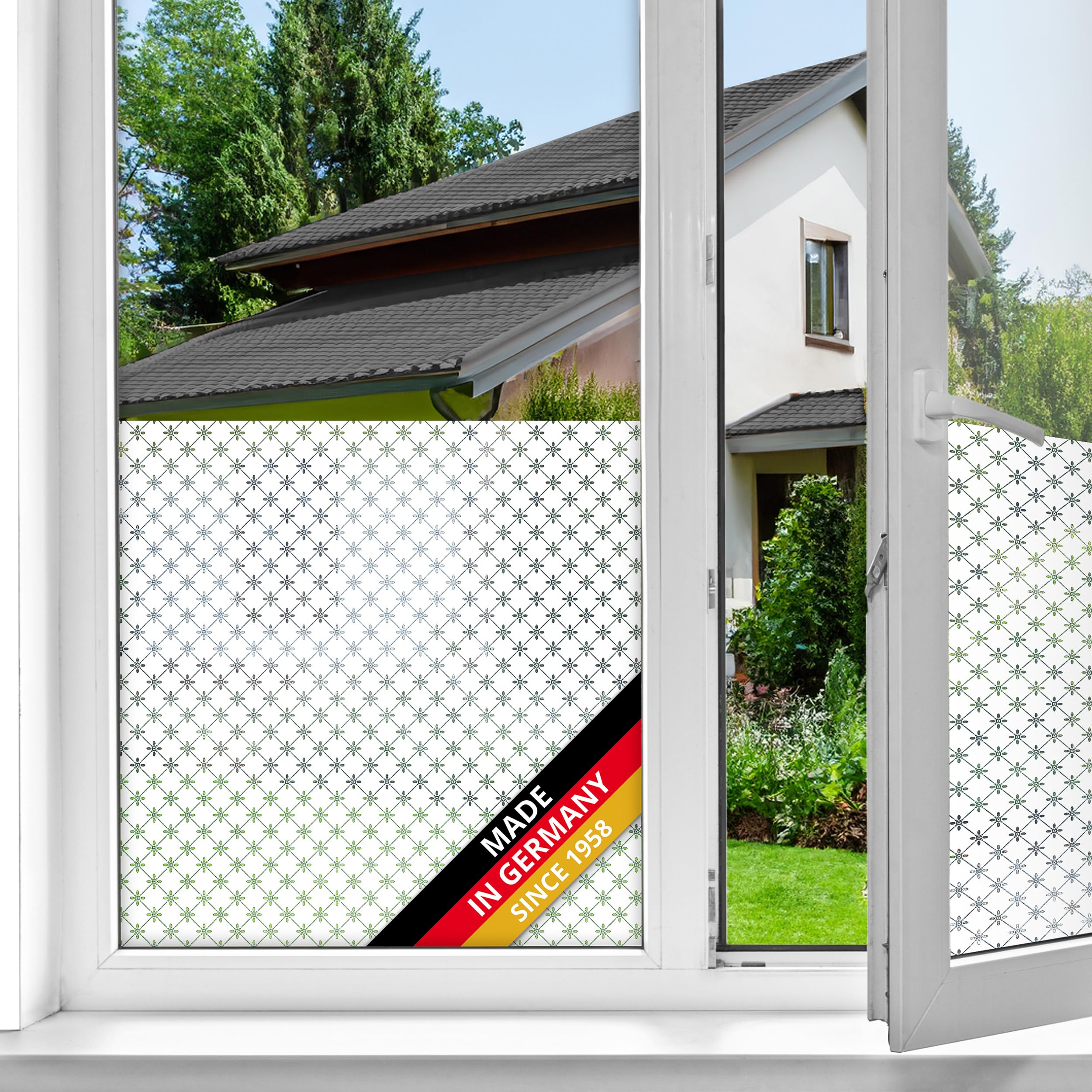 d-c-fix window film privacy Ally – 67,5cm x 1,5m – static vinyl films for glass windows with a modern geometric design – self-adhesive, opaque, frosted, decorative for bathroom, home & kitchen