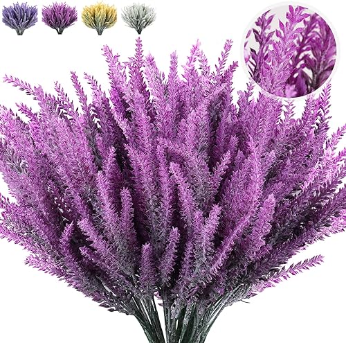 RECUTMS Ramos de lavanda artificiales, 8 piezas para decoración de bodas y centros de mesa, ramo de plantas falsas realistas para iluminar tu hogar,