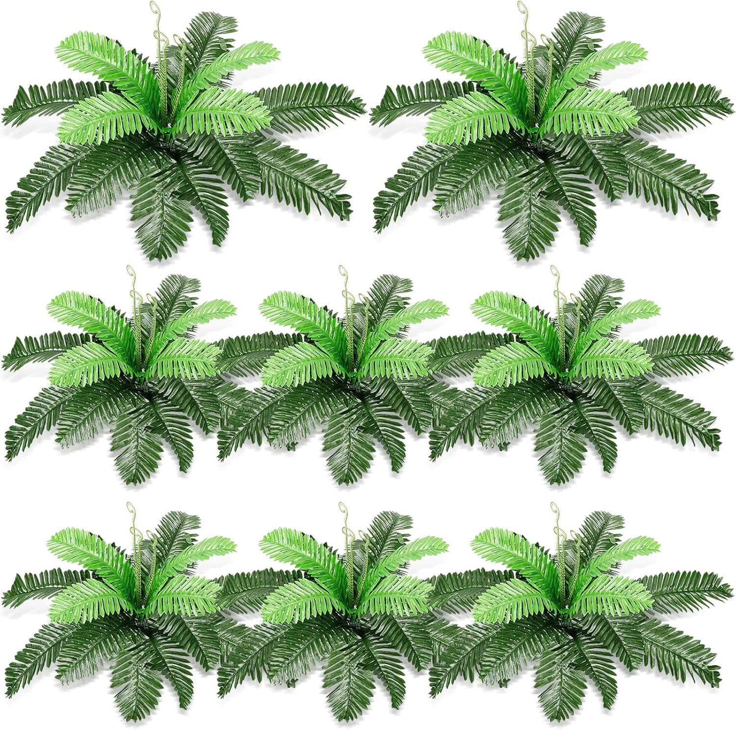 Zeyune 8 Pack 18 Bunches Artificial Fake Boston Fern Bush 18 Inch Faux Ferns