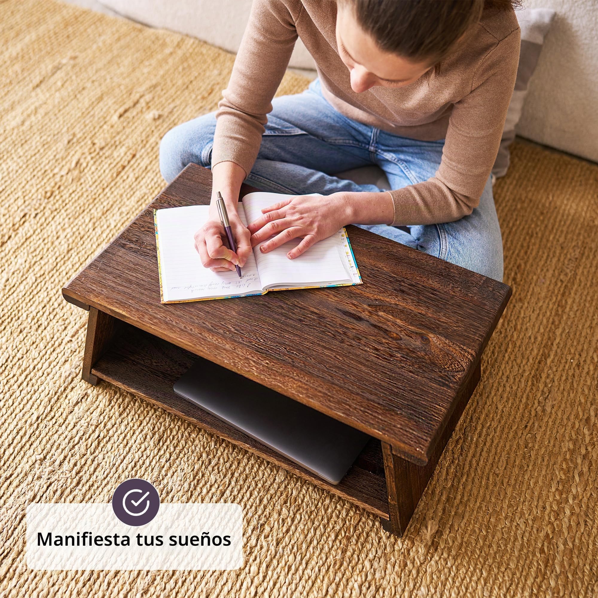 ODOXIA Mesa de Suelo para Rituales de Té | Mesa de Altar para Meditación y Mindfulness | Mesa Japonesa de Suelo Estilo Chabudai | para Sentarse en el Suelo | Madera Estable Plegable | Journaling