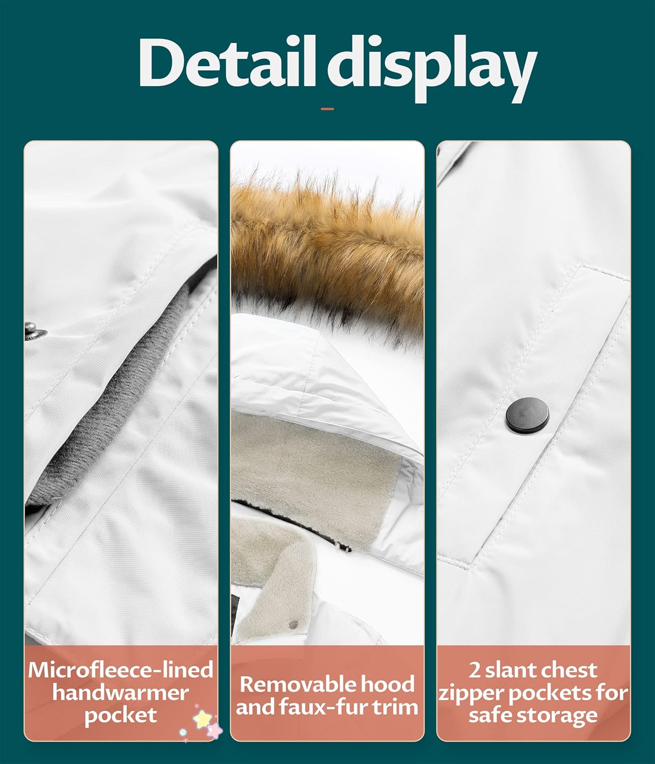 CREATMO US Girl's Long Winter Warm Parka Sherpa Trimmed Collar Puffer Ski Jacket Coat - Image 7