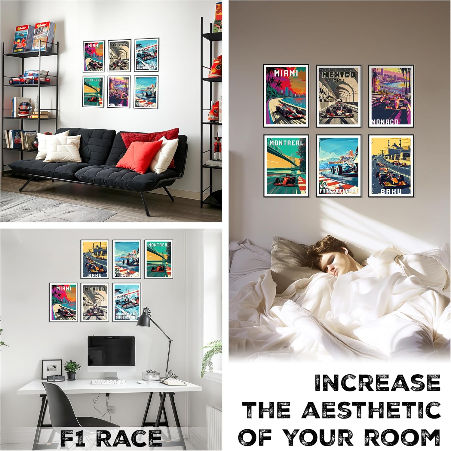 HK Studio F1 Race Car Posters Decor 8" x 11" Pack 6 - Dorm Decor, Vintage Room Decor Aesthetic, Teen Room Decor - Image 5