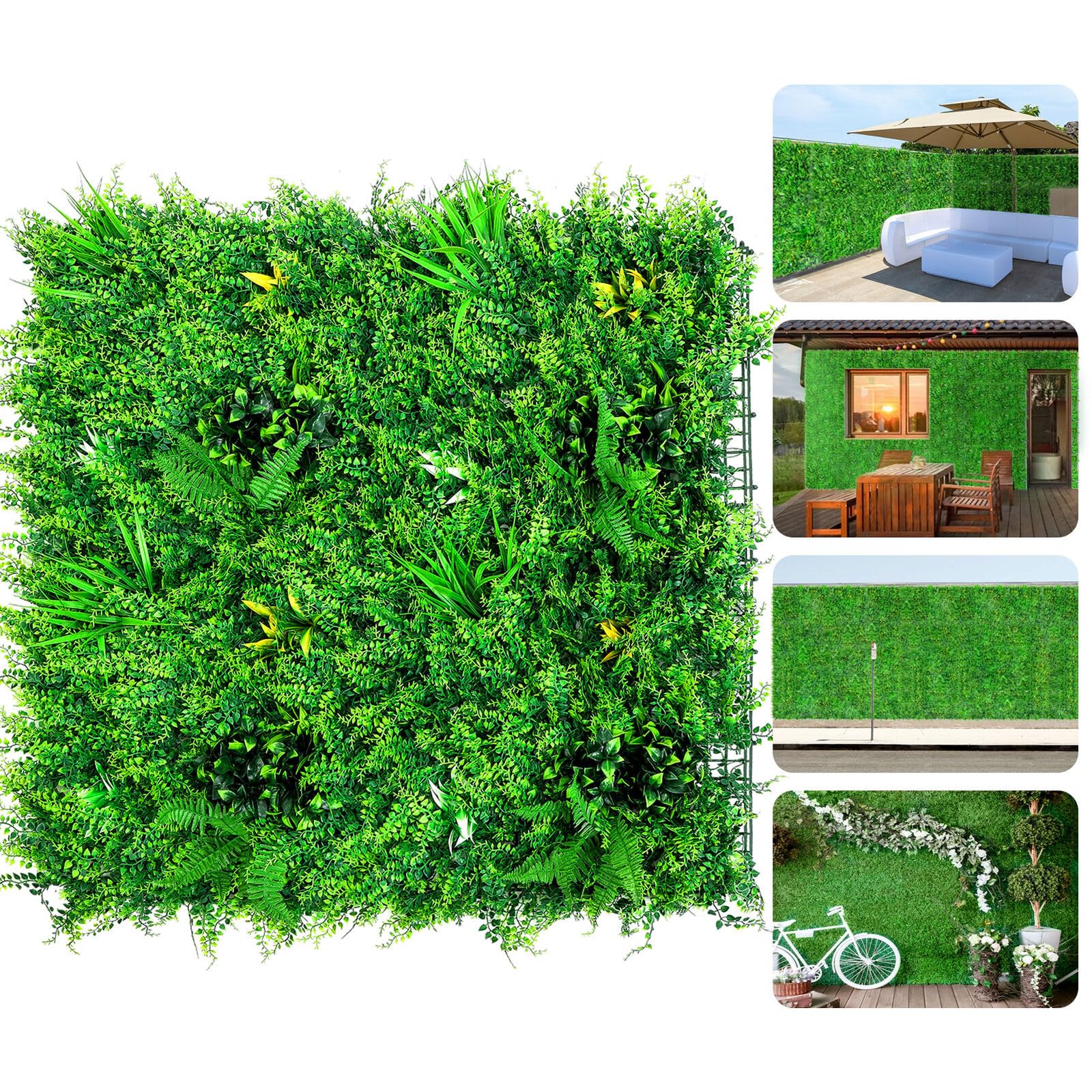 Trintion Artificial Plant Green Wall Panel Decoration Indoor and Outdoor Plastic Plant 100cm X 100cm Type C