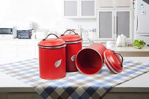 Miniatura 5 de Self-Care Saf-Care SC-002 - Juego de recipientes de cocina rojos para decoración de cocina con múltiples fines de conservación con tapas herméticas