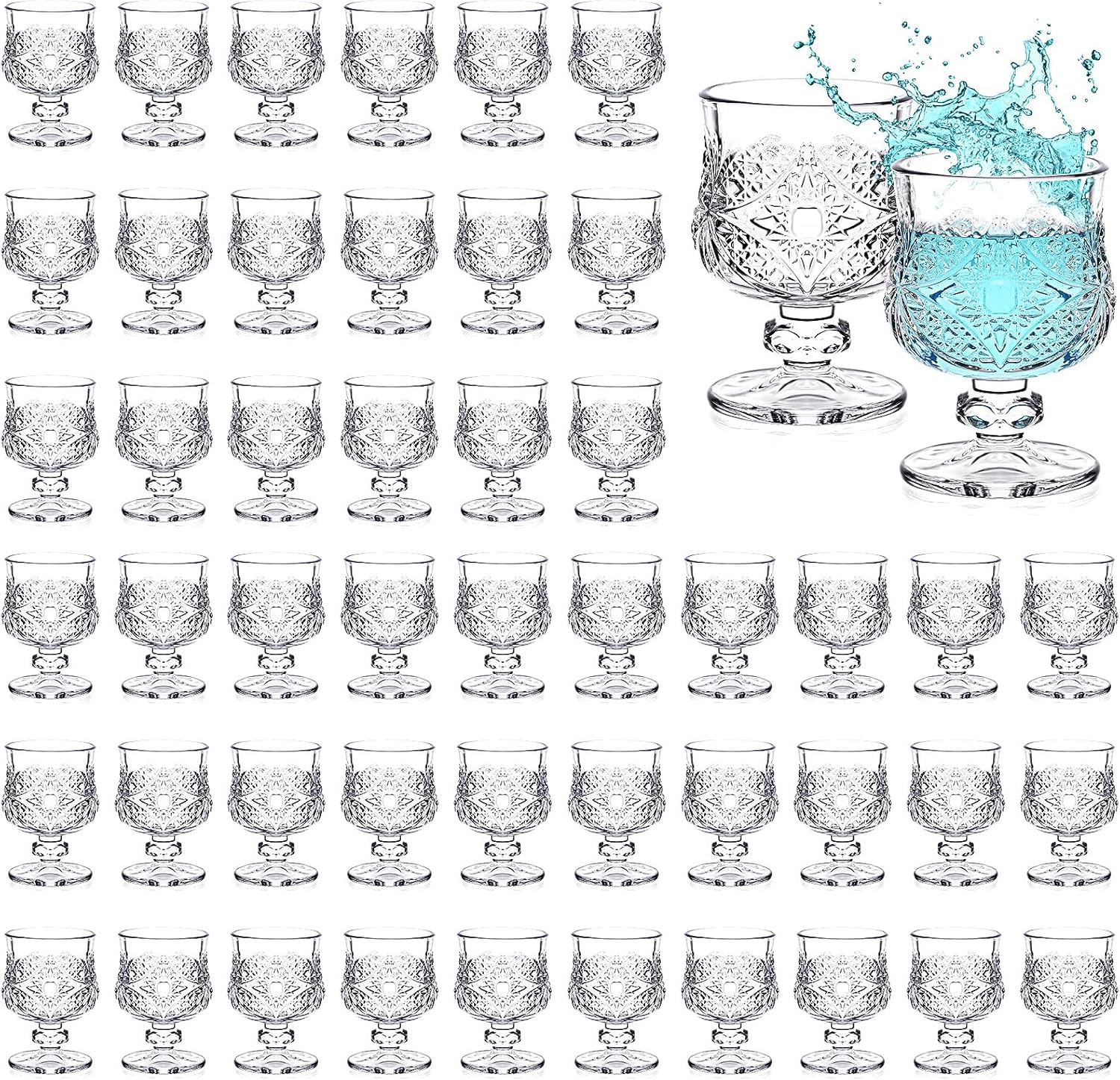 Suclain 36 Pcs Shot Glass Bulk Set 1.5 oz Mini Cute Cordial Glasses with Stem Sherry Glasses Clear Shot Glassware for Wine Liqueur Tequila Whiskey Beverage Wedding Party Bar Supplies