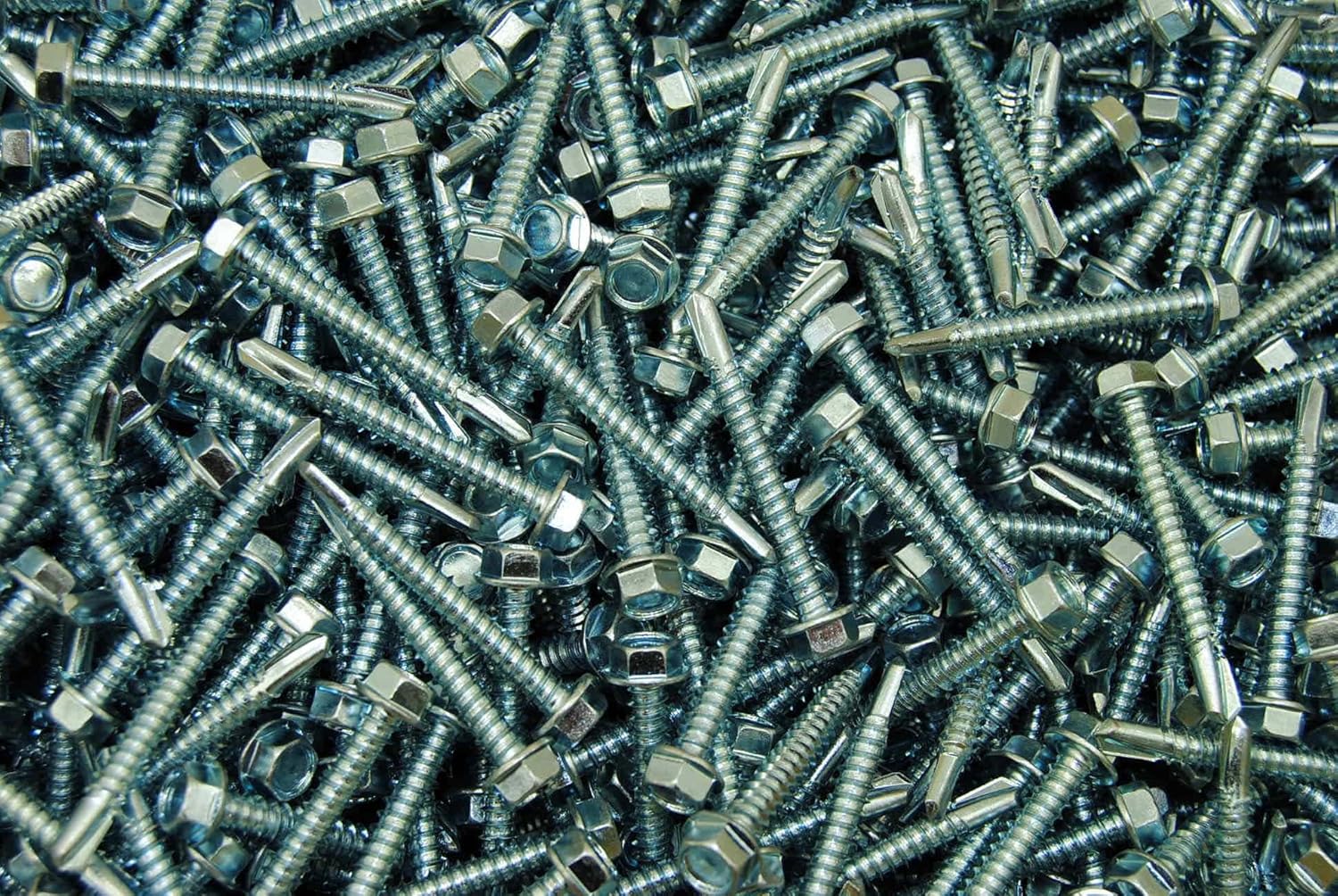 (350) Hex Washer Head #12 x 1-3/4 Self-Drilling #3 Tek Screw IHW