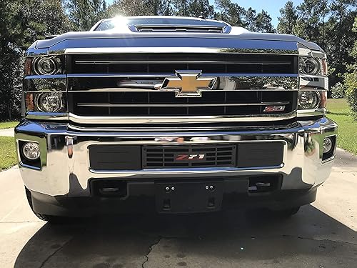 Miniatura 8 de Rejilla de acero inoxidable y pintura electrostática negra para insertar en defensa de 2015+ Chevy Silverado 25003500HD Edición "Z-71"