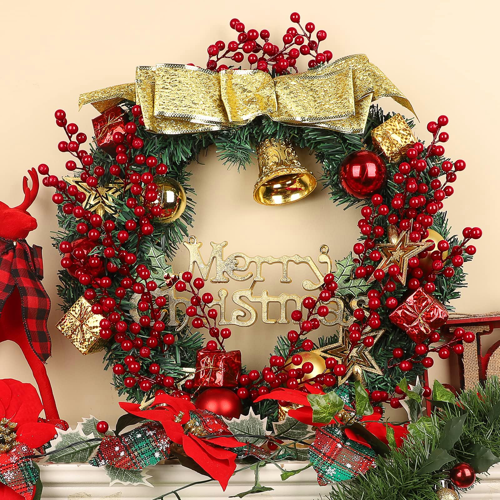 Draht Gold Fangoo 20 Pack 18cm Künstliche Silber Beeren Für Weihnachtsbaum Deko Stechpalmenbeeren Zweige Dekorationen Für Weihnachten Zuhause Holly Beeren Für Handwerk Winter Urlaub Hochzeit Deko Deko Für Adventskranz
