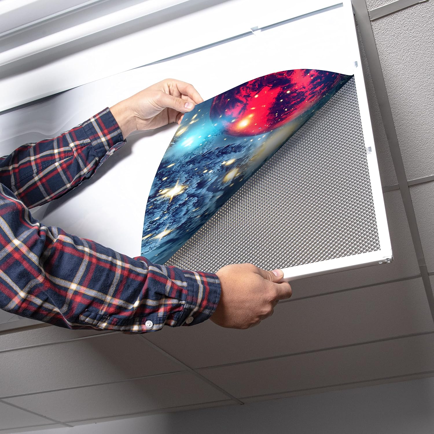 Fluorescent Light Cover for Classroom Ceiling Lights - Premium Backlit Film 2x4 (22.38"x46.5") Florescent Fixture (Pack of 1) School, Office, Sensory, Improve Focus, Eliminate Headaches - Christmas