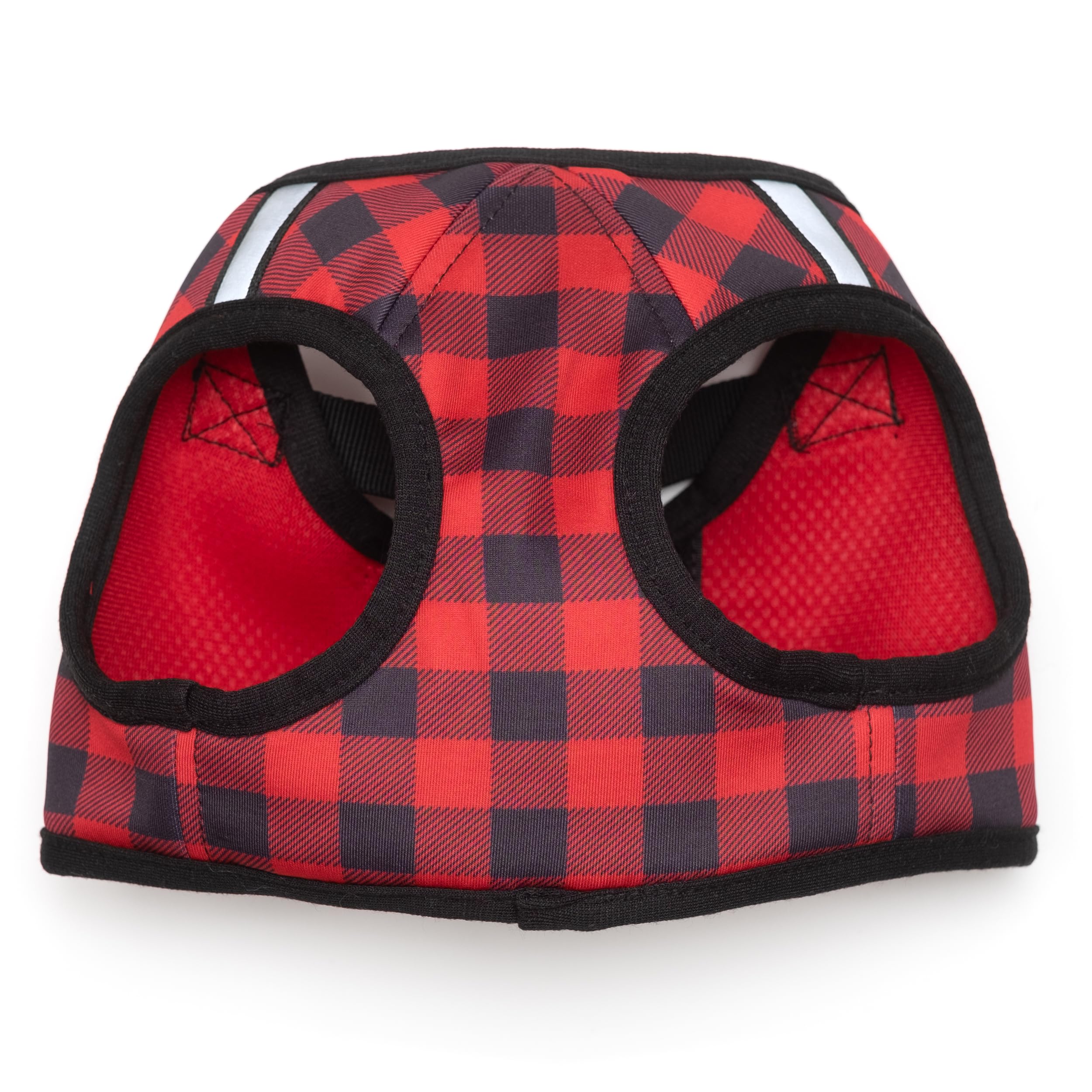 The Worthy Dog Bedrucktes Geschirr Buffalo Plaid Rot und Schwarz kariertes Muster Geschirr mit gepolstertem NetzKlettverschluss Verstellbar, Outdoor Easy Walk Weste für kleine, mittelgroße und große