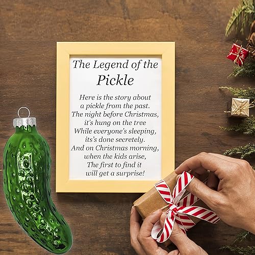 Miniatura 3 de Adorno de pepinillo de vidrio soplado para árbol de Navidad (paquete de 3), adorno de encurtido de Navidad, inastillable, 4 pulgadas, decoración