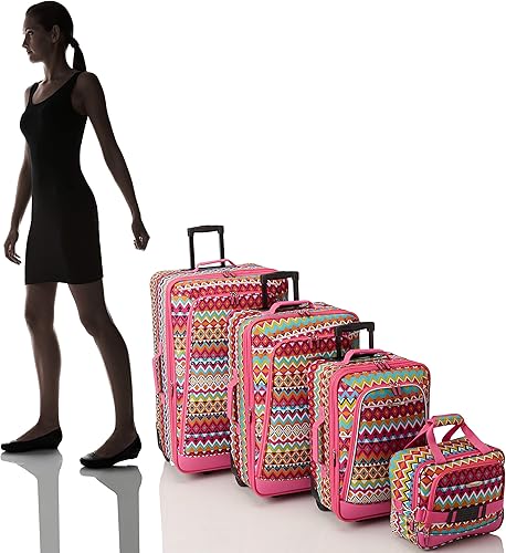 Vista 8 de Rockland - Juego Escape de equipaje vertical con costados suaves (4 piezas), Tribal), F106-TRIBAL