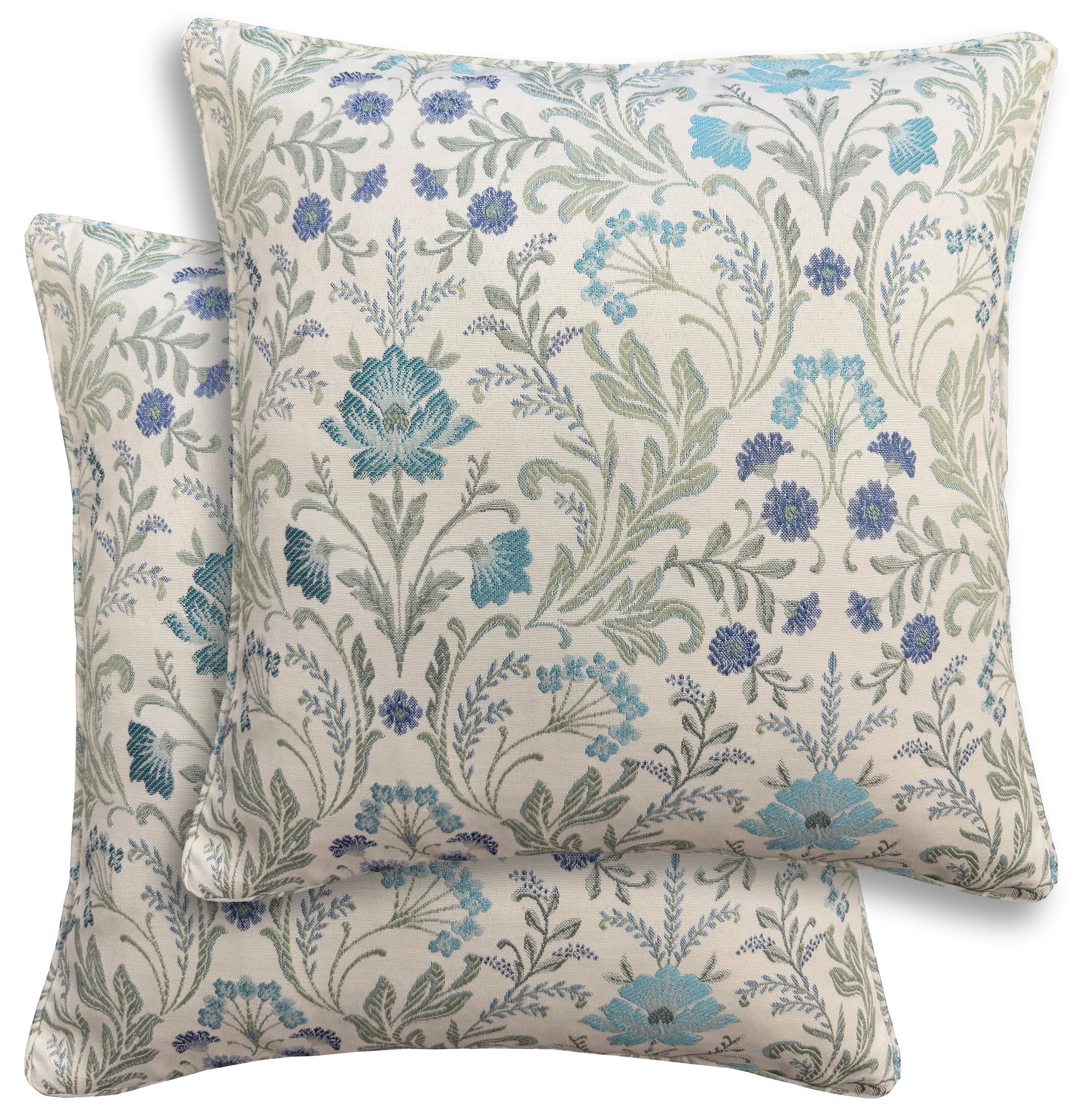 B&Q -  Pair Of Blue Floral Cushion Covers45X45CmCases Only