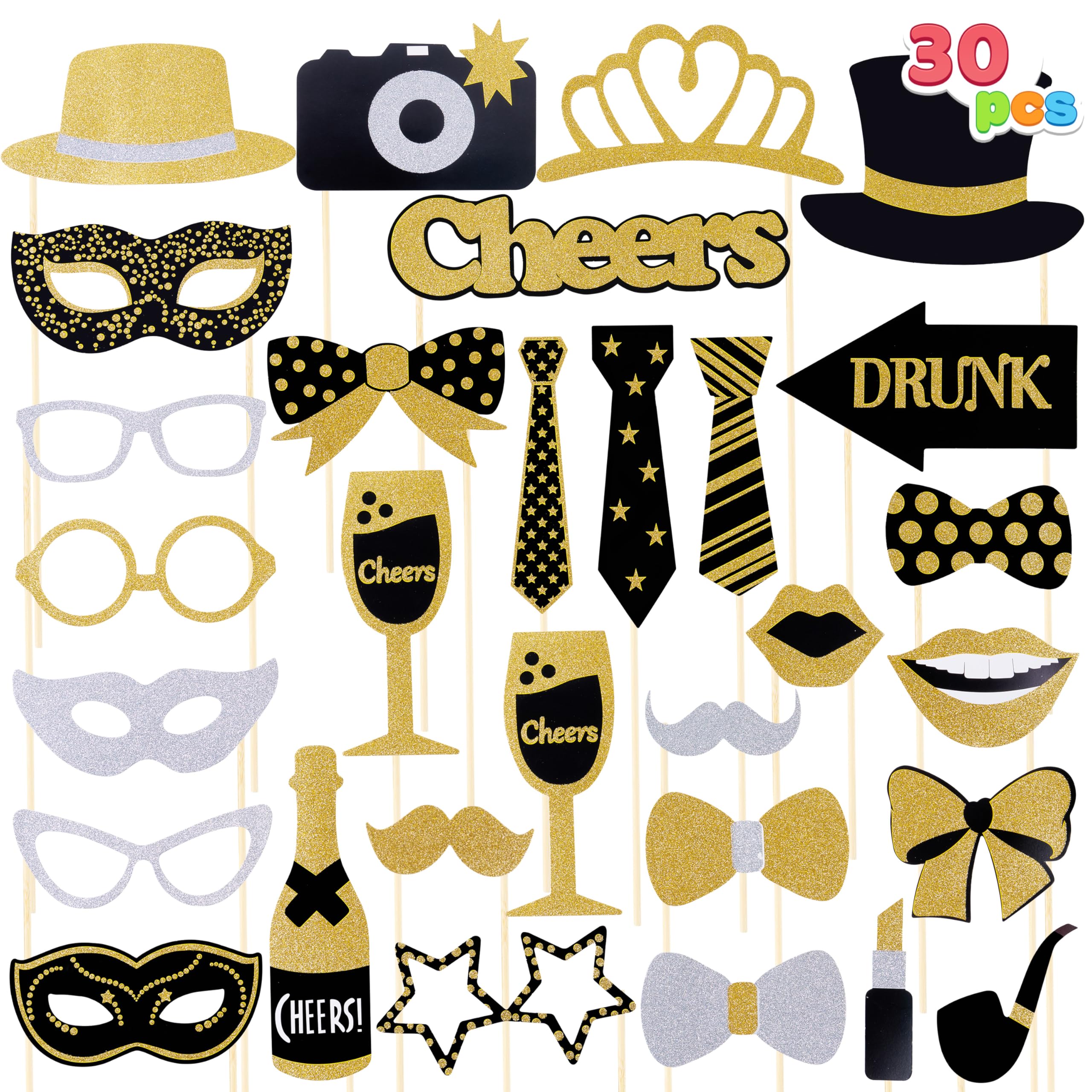 JOYIN 30 Stück Fotobox Accessoires, Party Deko Foto Requisiten, Tischdeko Geburtstag Hochzeit, Halloween, Weihnachten