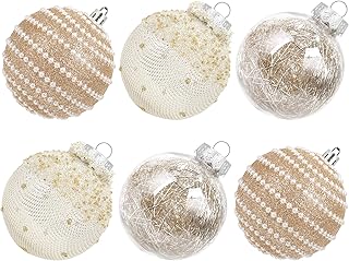 ISULIFE Christmas Ball Ornaments 80mm/3.15" Shatterproof Clear Large Plastic Christmas Tree Decoration, Delicate Hanging O...