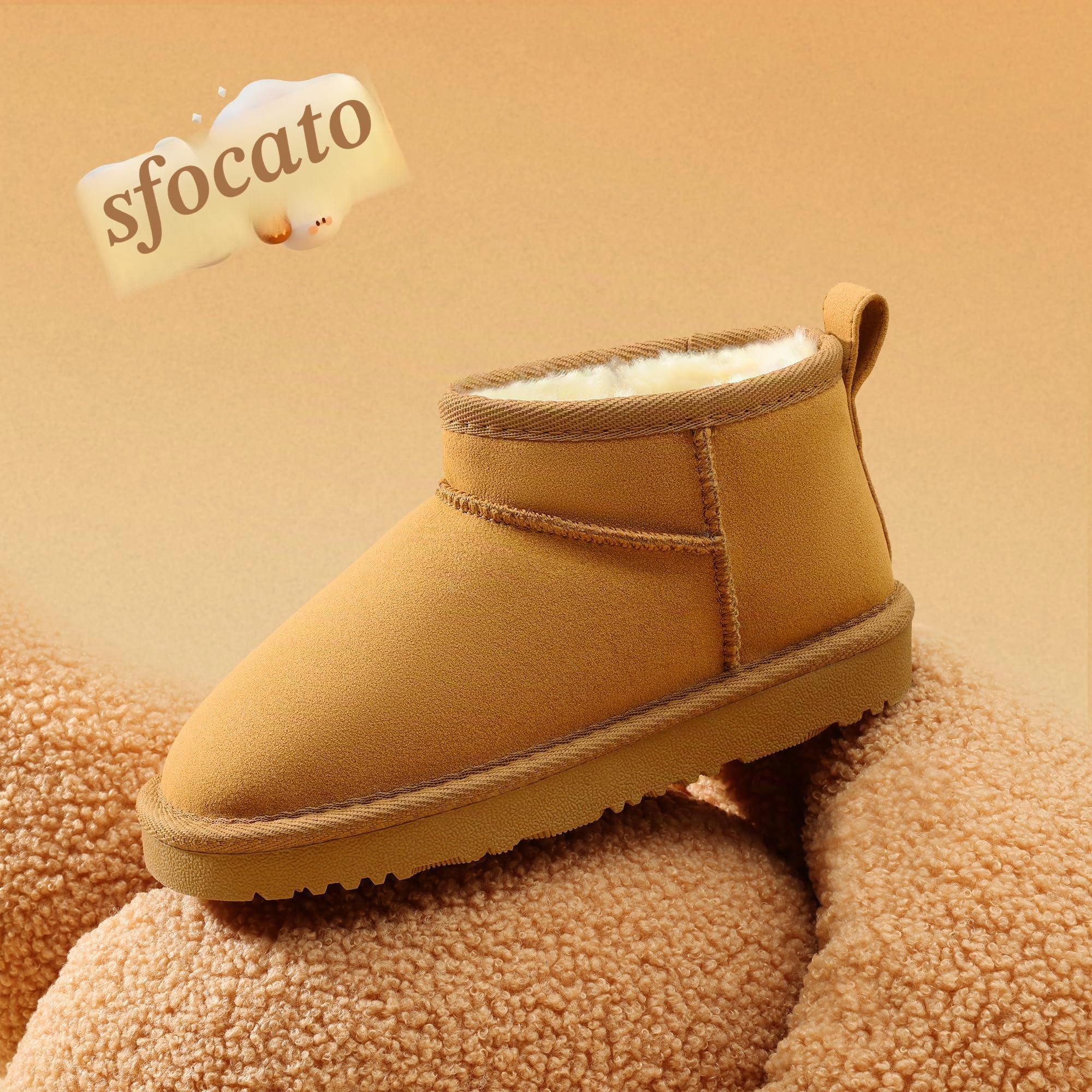 DREAM PAIRS Stivali da Neve per Bambini, Caldi Classiche Pelose Invernali Alla Caviglia, Foderati in Pelliccia Sintetica Stivaletti da Bambina