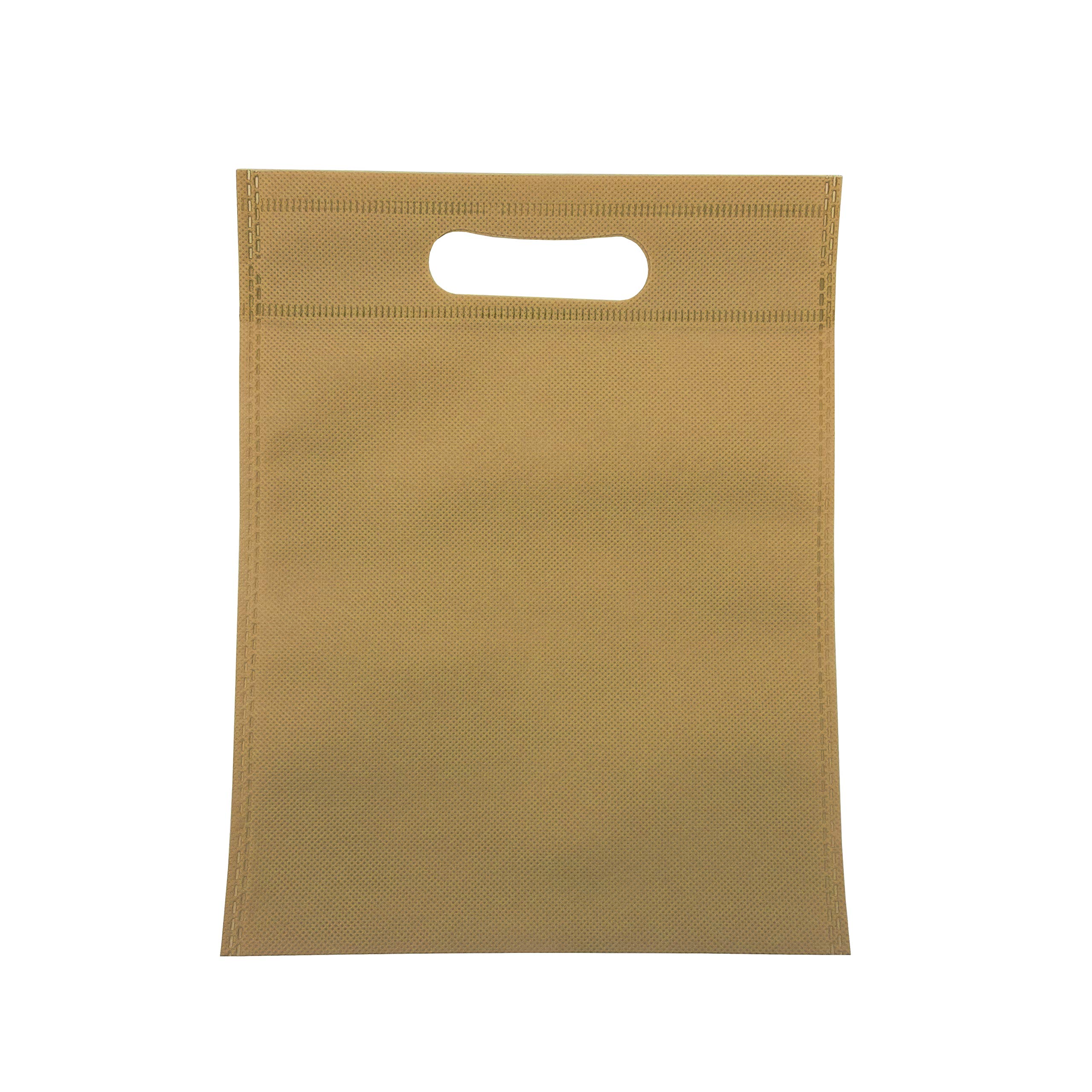 BOLSAS 100 Pieza Tela no Tejido,con asa Troquelada.Bolsas de Compra Reutilizable. (Marron, 35x45cm)