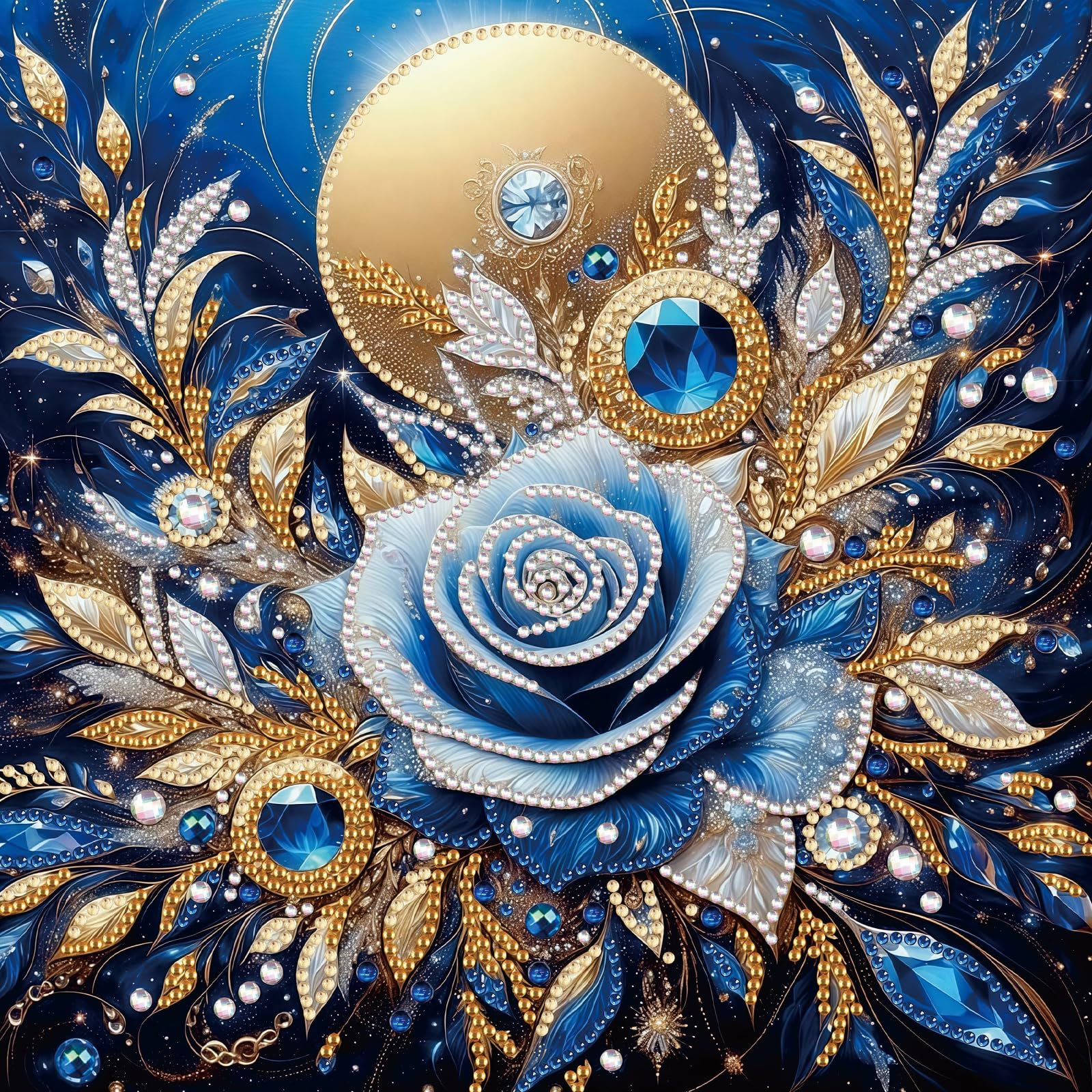 POETRYDRAW Blue Rose 5D DIY Diamond Art Kit 11.81x11.81in