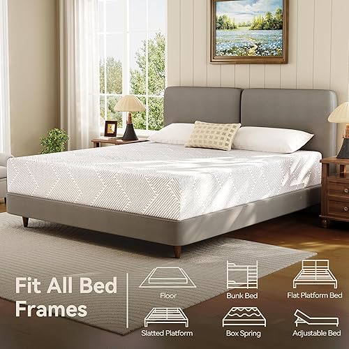 Miniatura 8 de BedsPick Colchón Queen de espuma viscoelástica de 10 pulgadas, firmeza media, gel refrescante para aliviar la presión y el dolor de espalda,