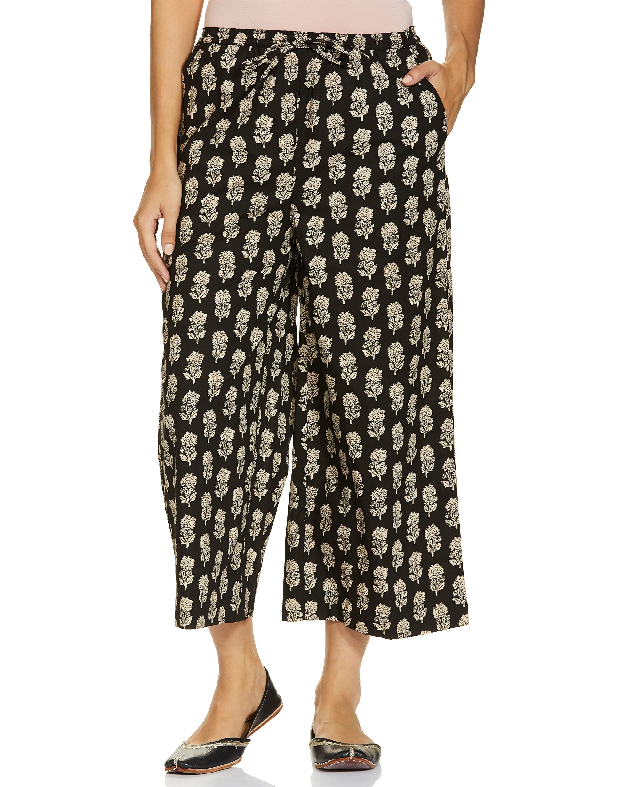 Amazon Brand - MyxWomen's Cotton Relaxed Fit Palazzo | Available in Plus Size