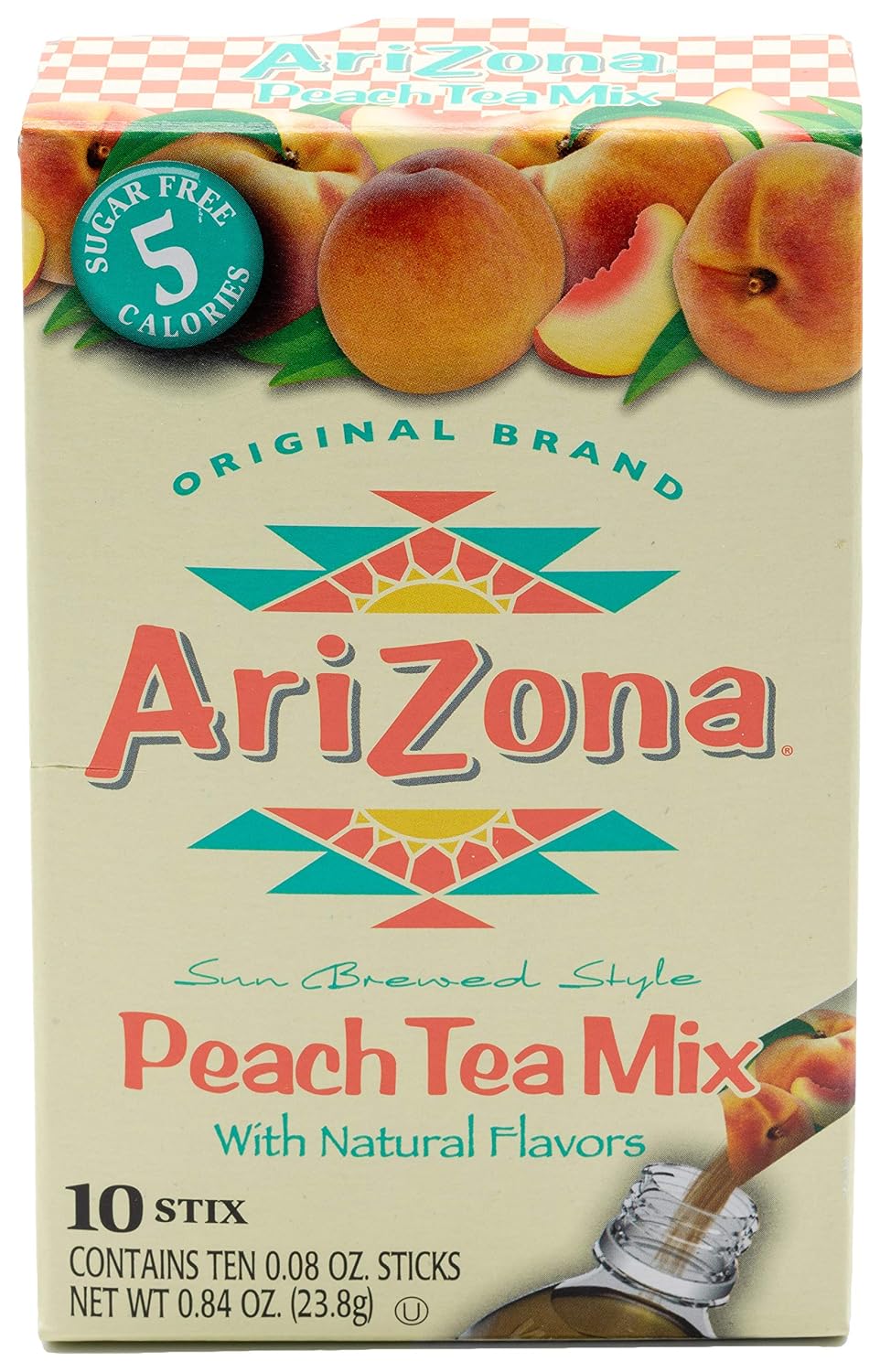 AriZona Peach Iced Tea Iced Tea Stix Sugar Free, 10Countper Box (Pack of 6), Low Calorie Single Serving Drink Powder Packets, Just Add Water for a Deliciously Refreshing Iced Tea Beverage