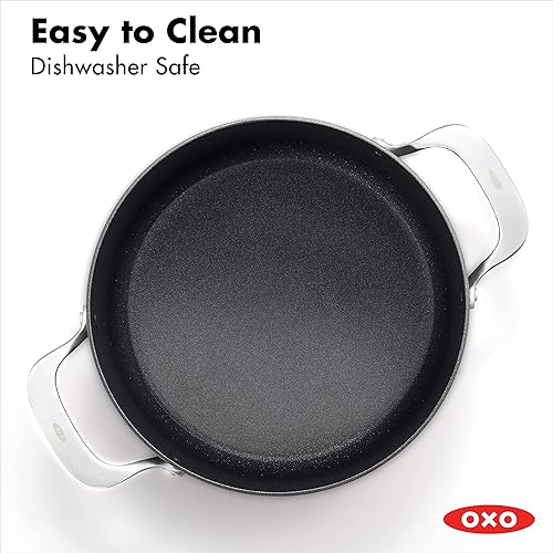 Miniatura 8 de OXO Olla profesional de 5 cuartos de galón con tapa, utensilios de cocina antiadherentes de cerámica anodizada dura, sin PFAS, asas de acero