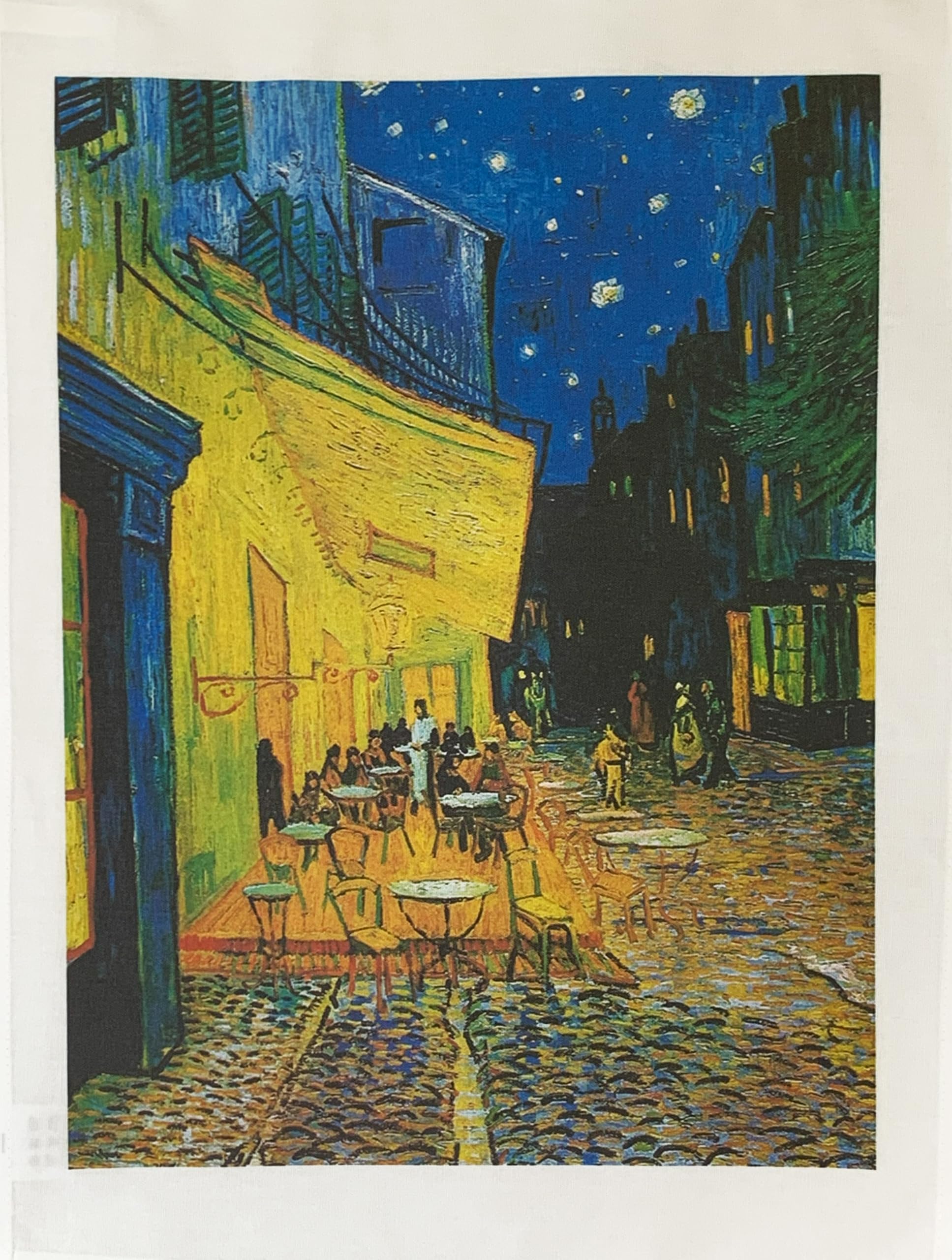 Half a Donkey Café Terrace at Night Large Cotton Tea Towel