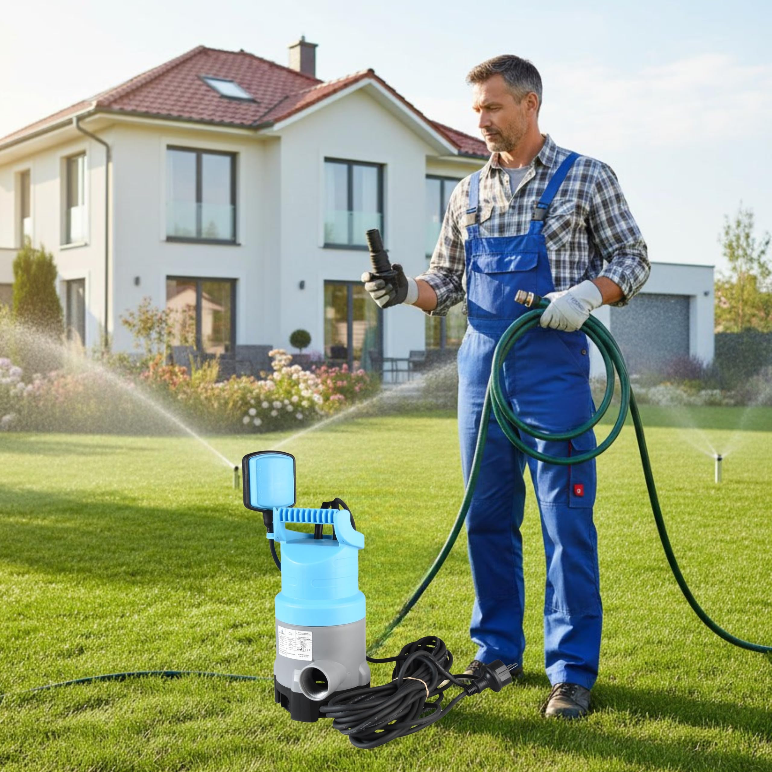 Pompa Sommersa FLX 400 (400 W, 8100 l/h, prevalenza max. 5 m) - Pompa Sommergibile per Acque Chiare e Sporche con Galleggiante - Ideale per Liquami, Fognature, Cantina, Giardino, Casa e Acqua Piovana