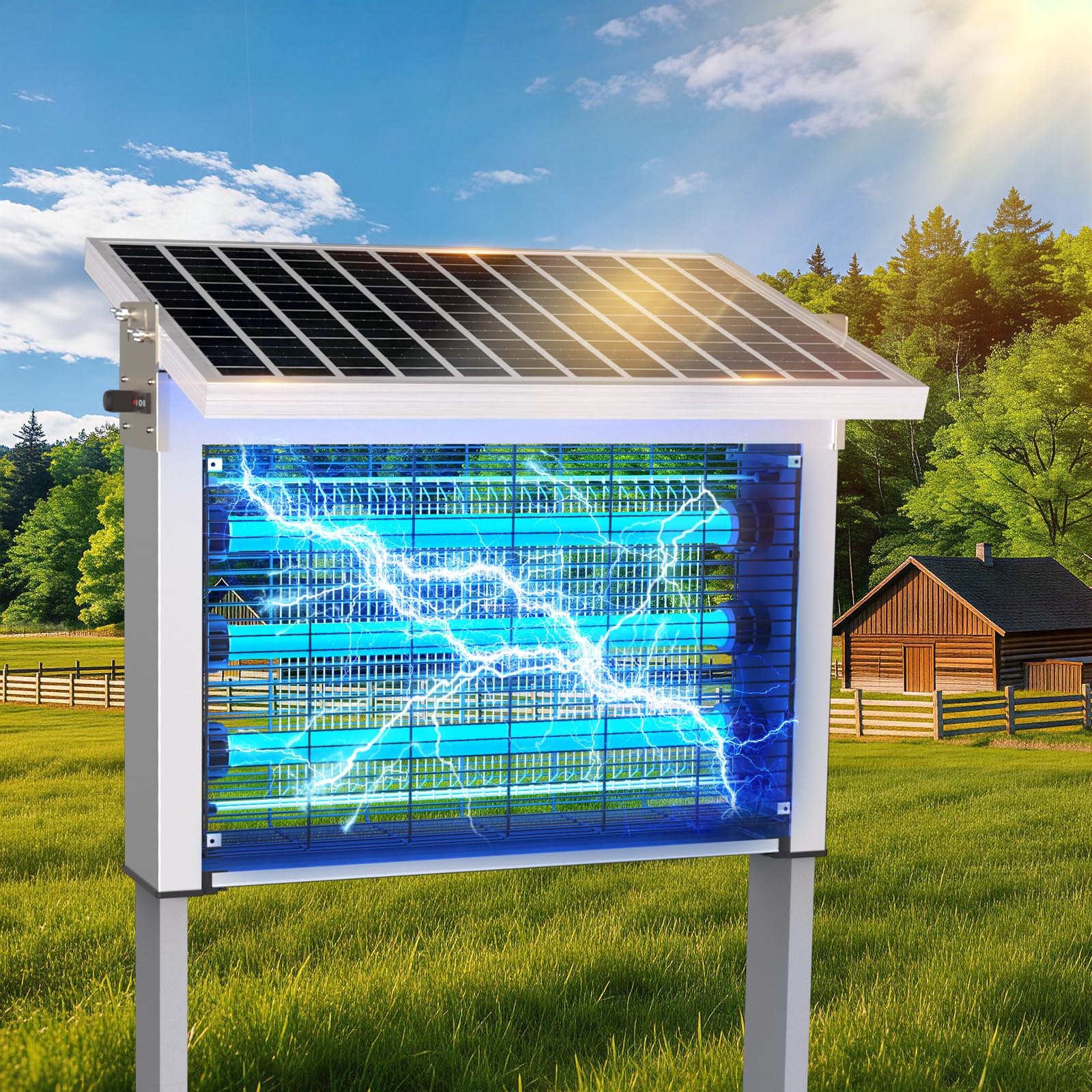 Powerful Big Solar Bug Zapper Outdoor for 10000 sq.ft with 30W Solar Panel